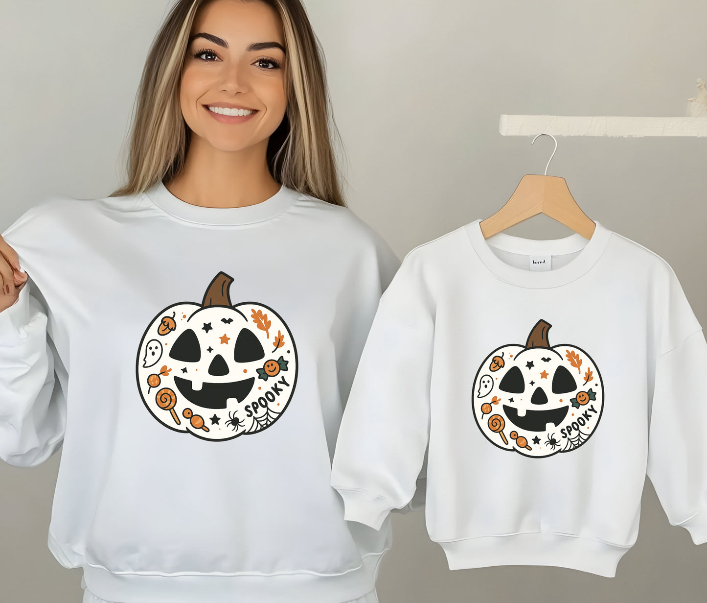 Matching Mom And Kid Spooky Sweatshirt, Funny Halloween Shirt, Matching Halloween Sweatshirt , Ghost Halloween, Halloween Teacher Sweatshirt, Halloween Gift, Boo