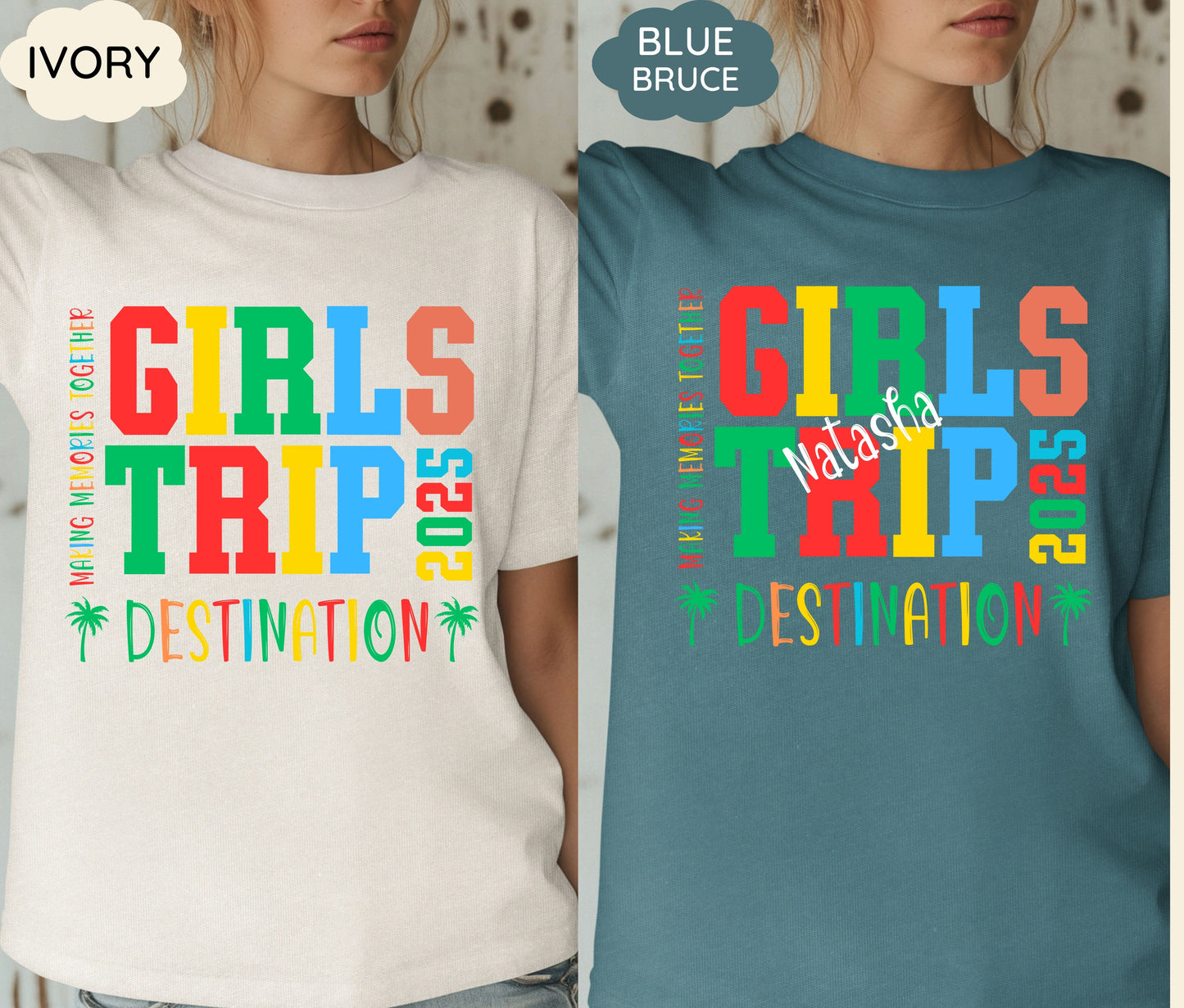 Custom Girls Trip 2025 Shirts Personalized Girl Vacation Weekend Matching Tshirts Beach Summer Vacay Mode Tees Girl Gang Group T-shirts Gift