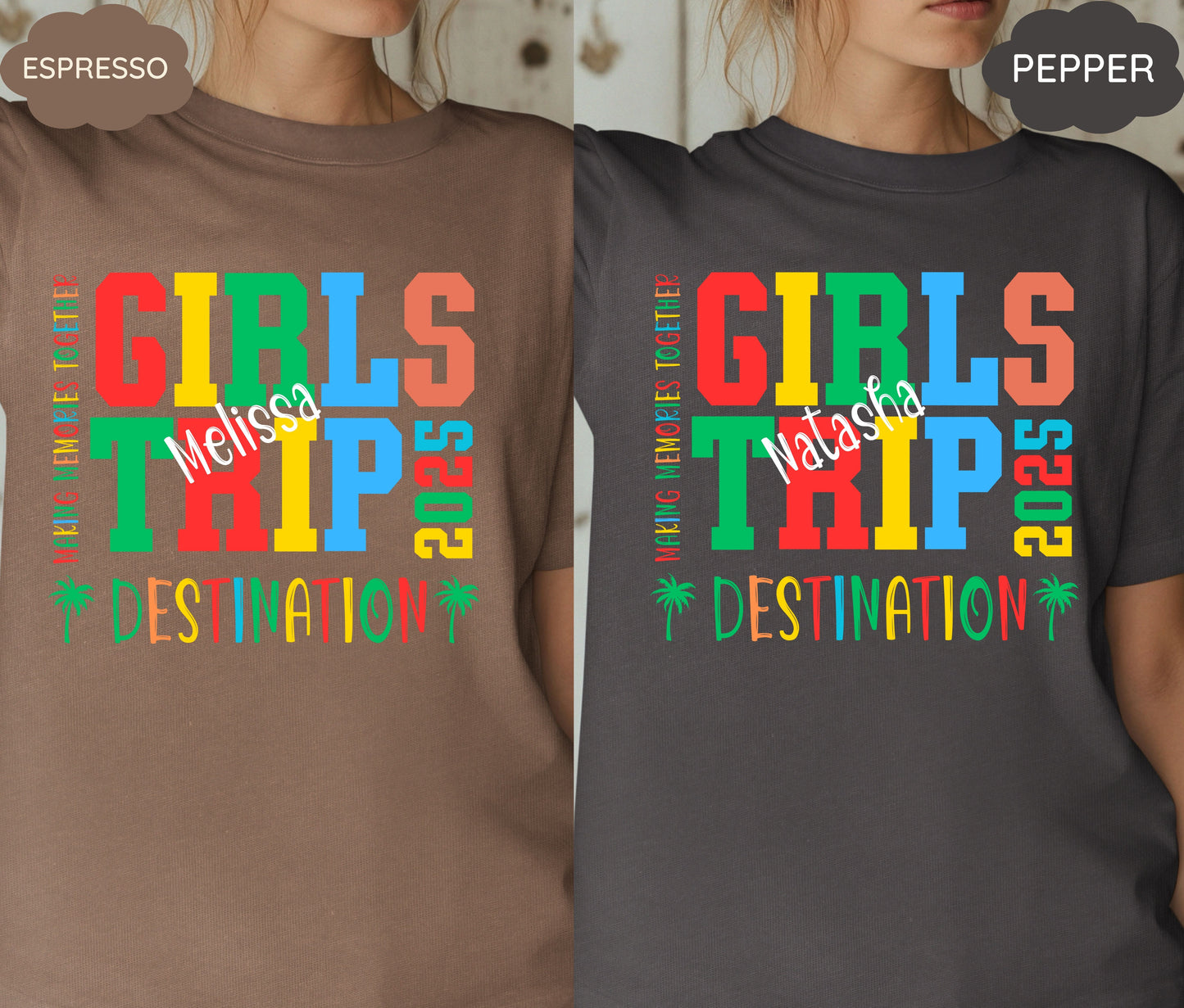 Custom Girls Trip 2025 Shirts Personalized Girl Vacation Weekend Matching Tshirts Beach Summer Vacay Mode Tees Girl Gang Group T-shirts Gift