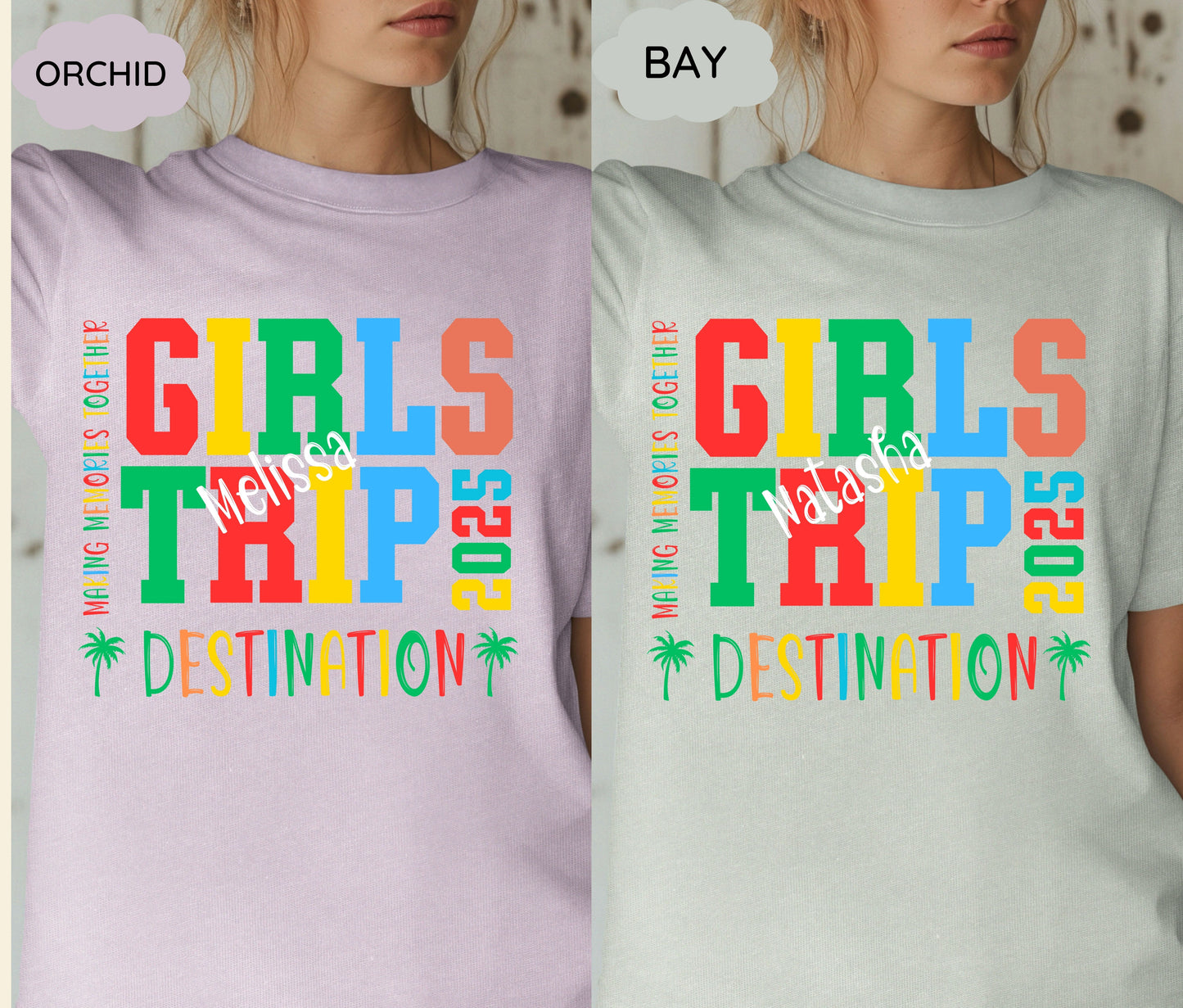 Custom Girls Trip 2025 Shirts Personalized Girl Vacation Weekend Matching Tshirts Beach Summer Vacay Mode Tees Girl Gang Group T-shirts Gift
