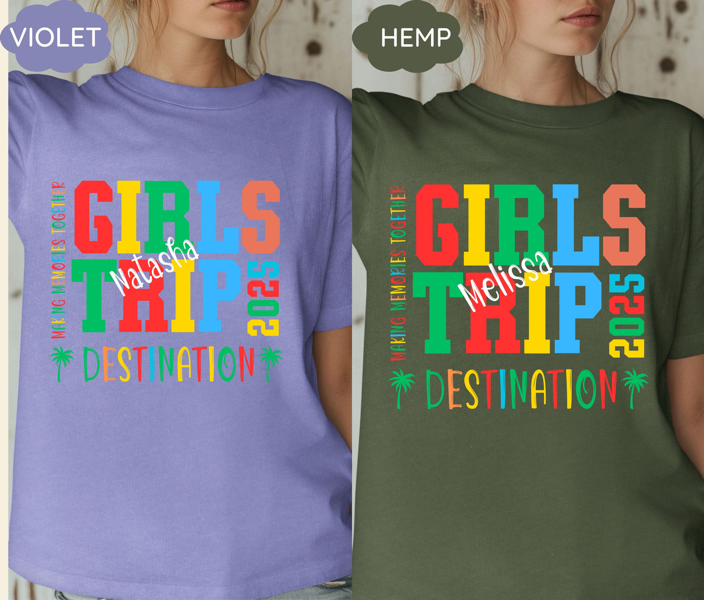 Custom Girls Trip 2025 Shirts Personalized Girl Vacation Weekend Matching Tshirts Beach Summer Vacay Mode Tees Girl Gang Group T-shirts Gift