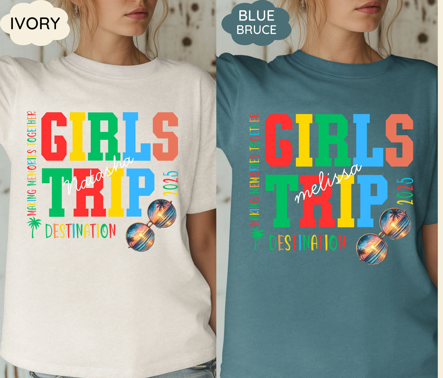Custom Girls Trip 2025 Shirts Personalized Girl Vacation Weekend Matching Tshirts Beach Summer Vacay Mode Tees Girl Gang Group T-shirts Gift
