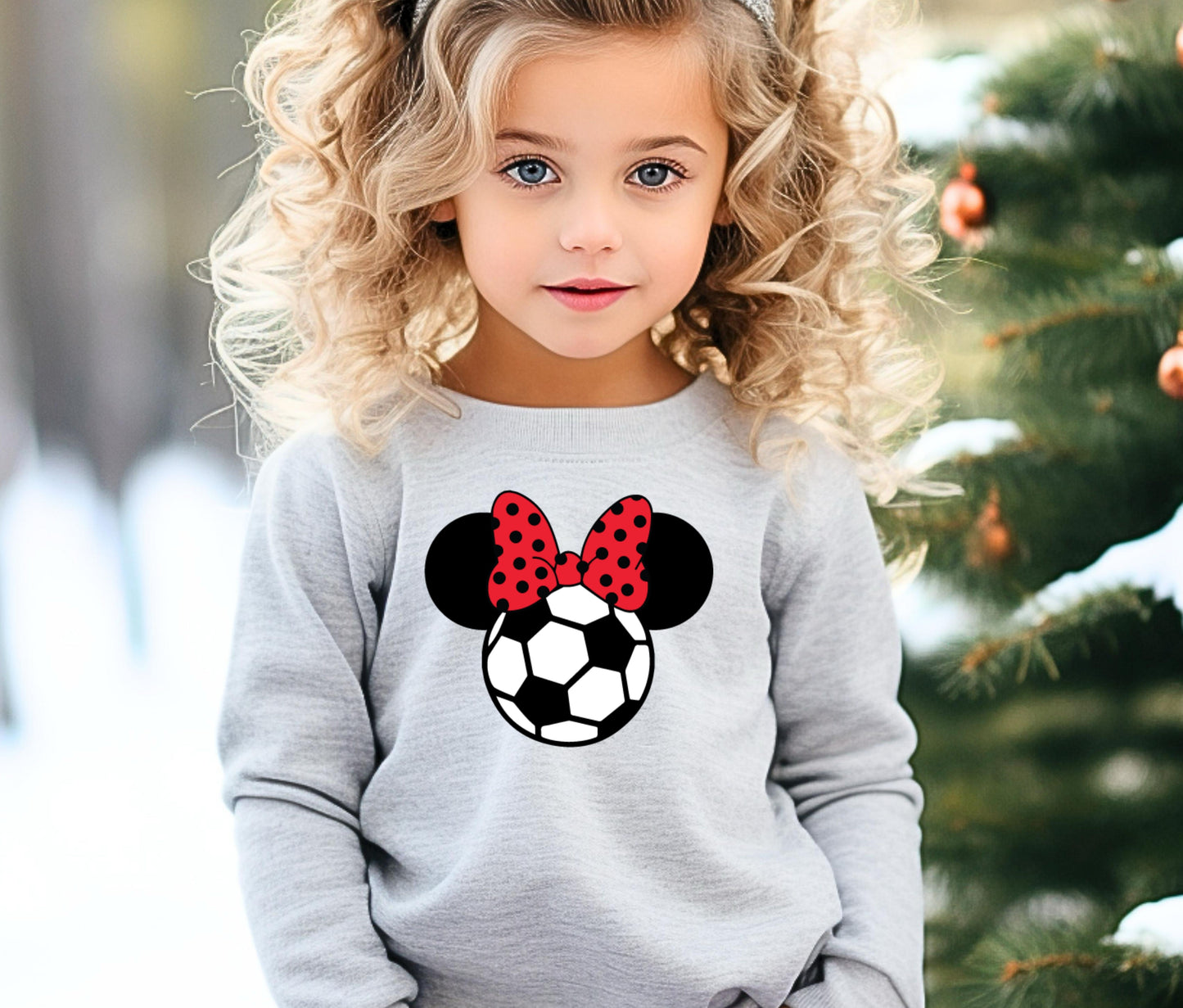 ⚽ Minnie Soccer Bow Sweatshirt – Kids & Mom Matching Outfit