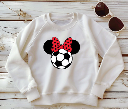 ⚽ Minnie Soccer Bow Sweatshirt – Kids & Mom Matching Outfit