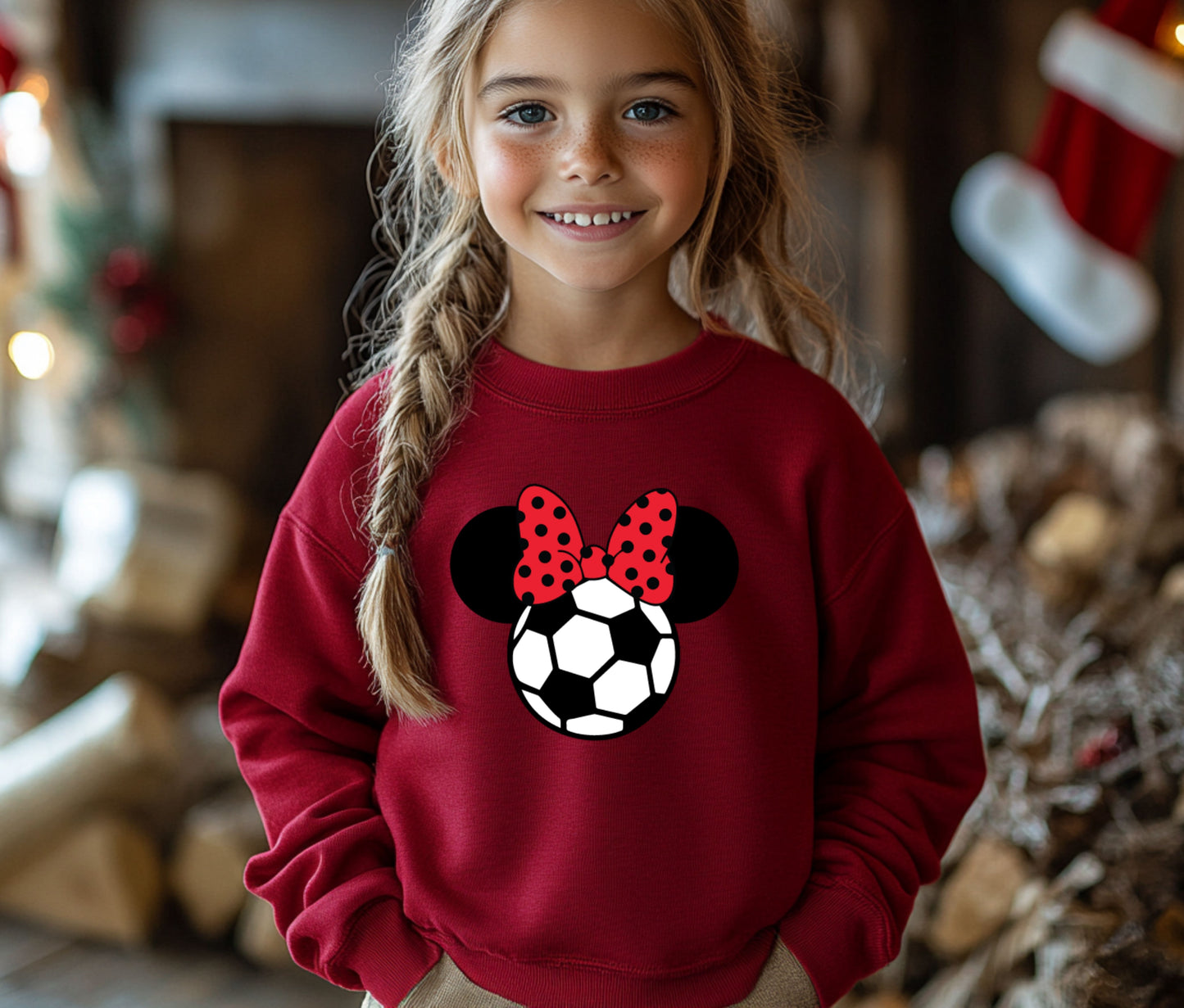 ⚽ Minnie Soccer Bow Sweatshirt – Kids & Mom Matching Outfit