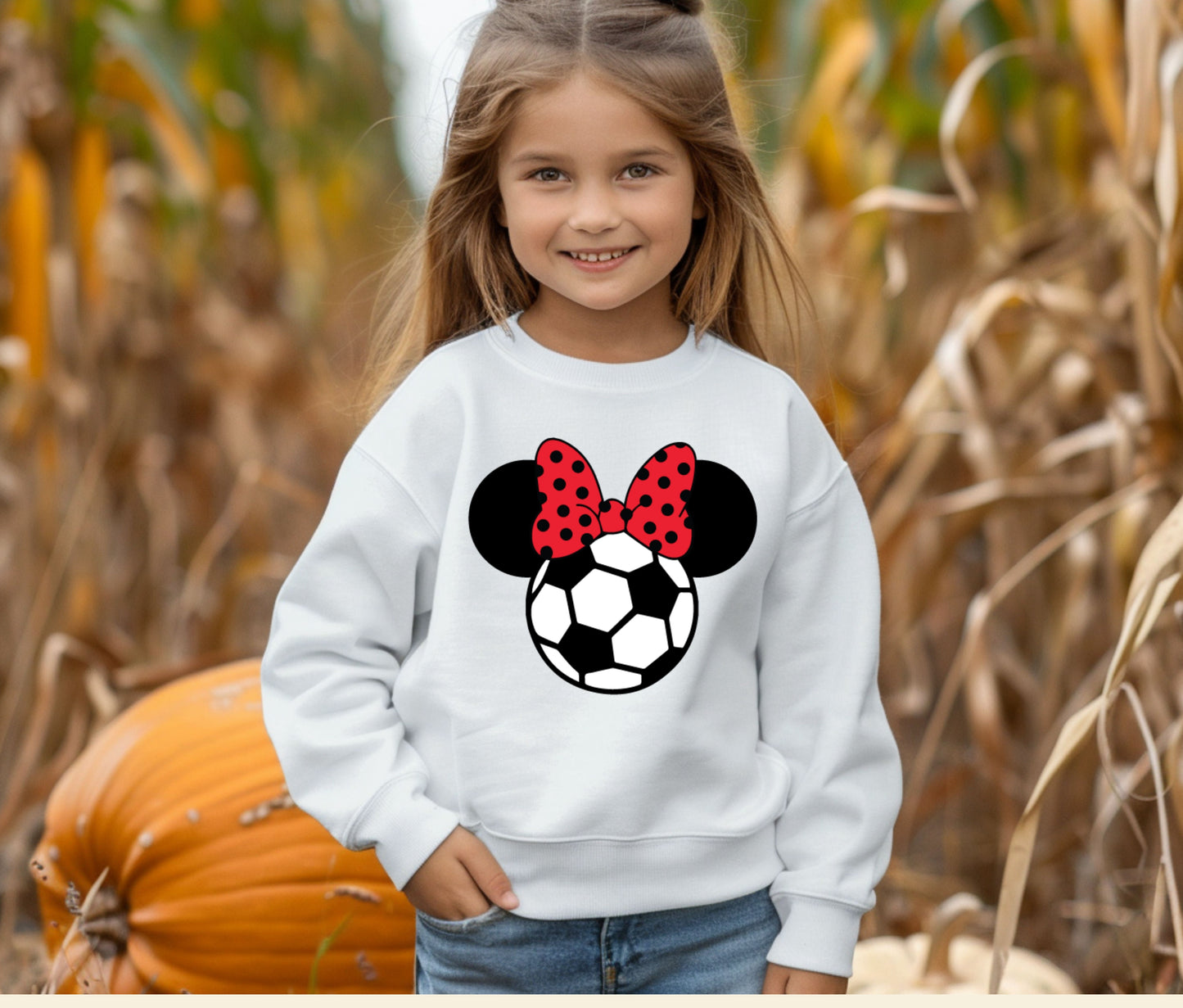 ⚽ Minnie Soccer Bow Sweatshirt – Kids & Mom Matching Outfit