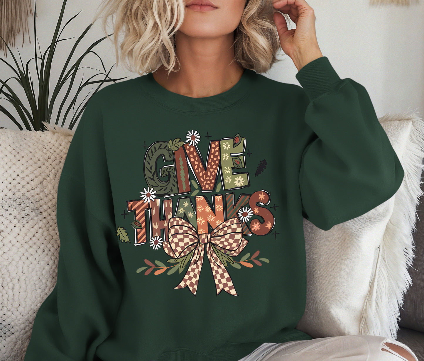 Give Thanks Thanksgiving Sweatshirt β Matching Family Fall Outfit | Autumn Harvest Graphic Crewneck for Kids & Mom