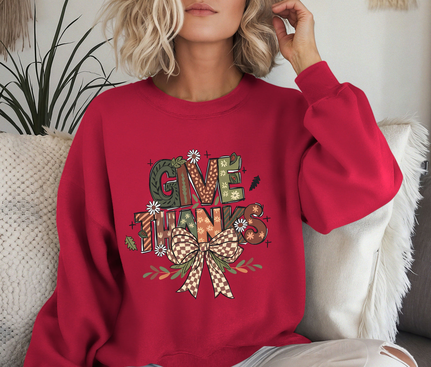 Give Thanks Thanksgiving Sweatshirt β Matching Family Fall Outfit | Autumn Harvest Graphic Crewneck for Kids & Mom