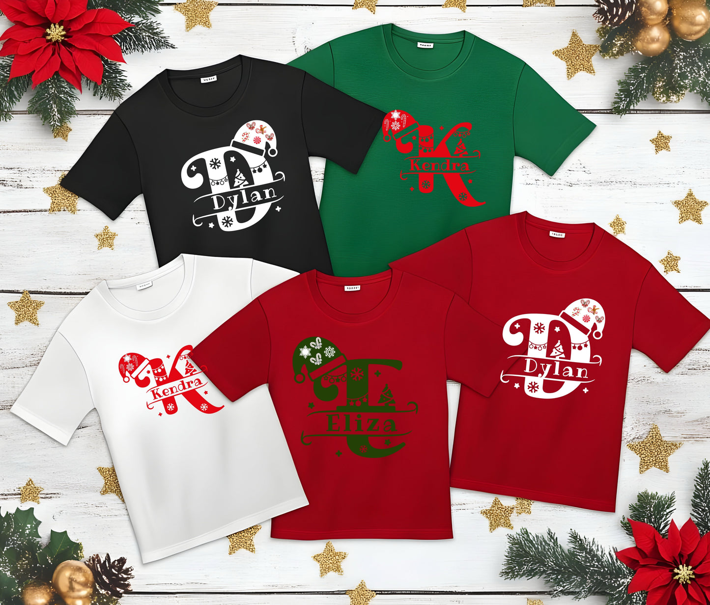🎄Personalize Each Name Tshirt Custom Christmas Shirts for Family | Matching Holiday Shirts | Personalized Family Christmas Outfits
