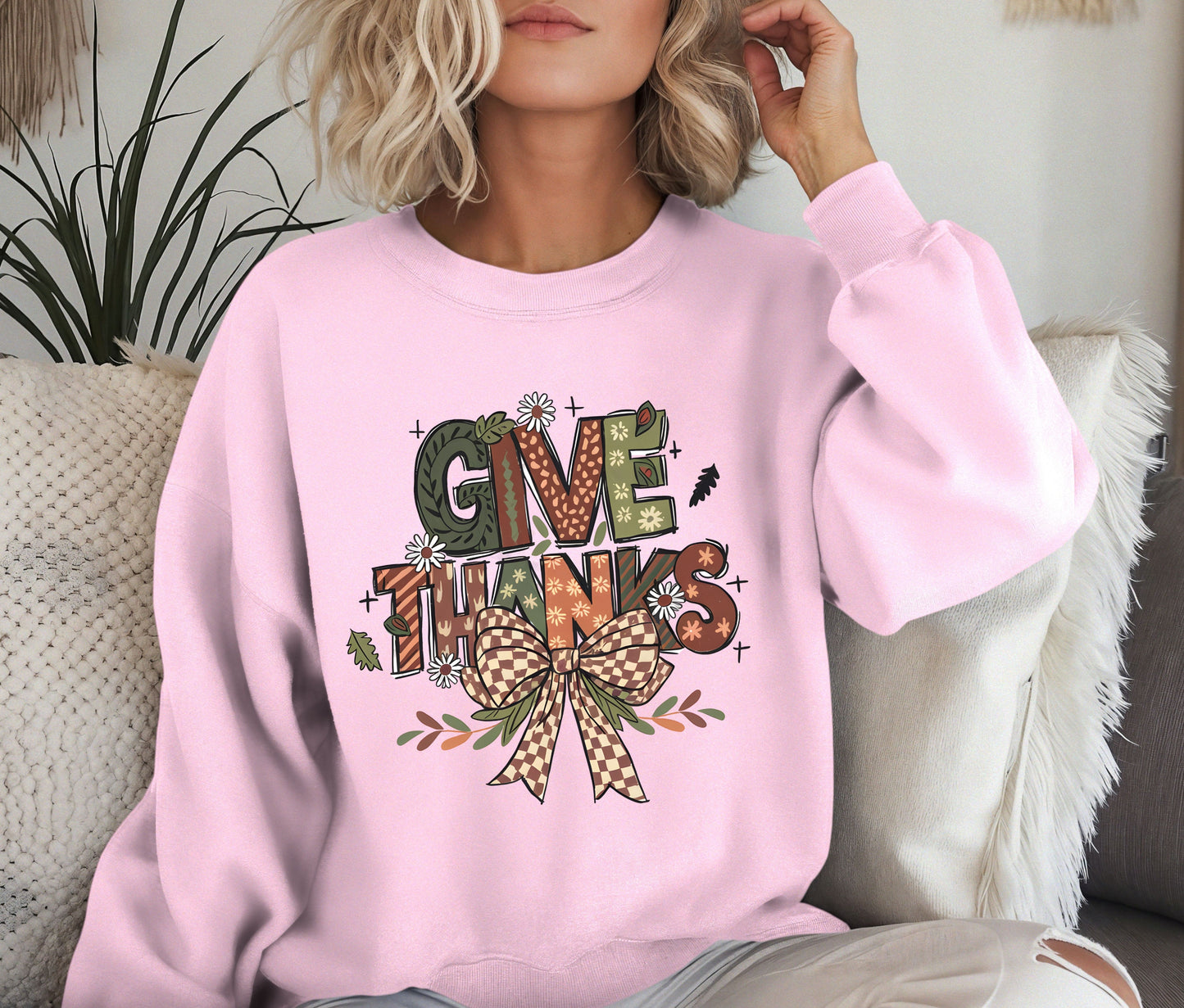 Give Thanks Thanksgiving Sweatshirt β Matching Family Fall Outfit | Autumn Harvest Graphic Crewneck for Kids & Mom