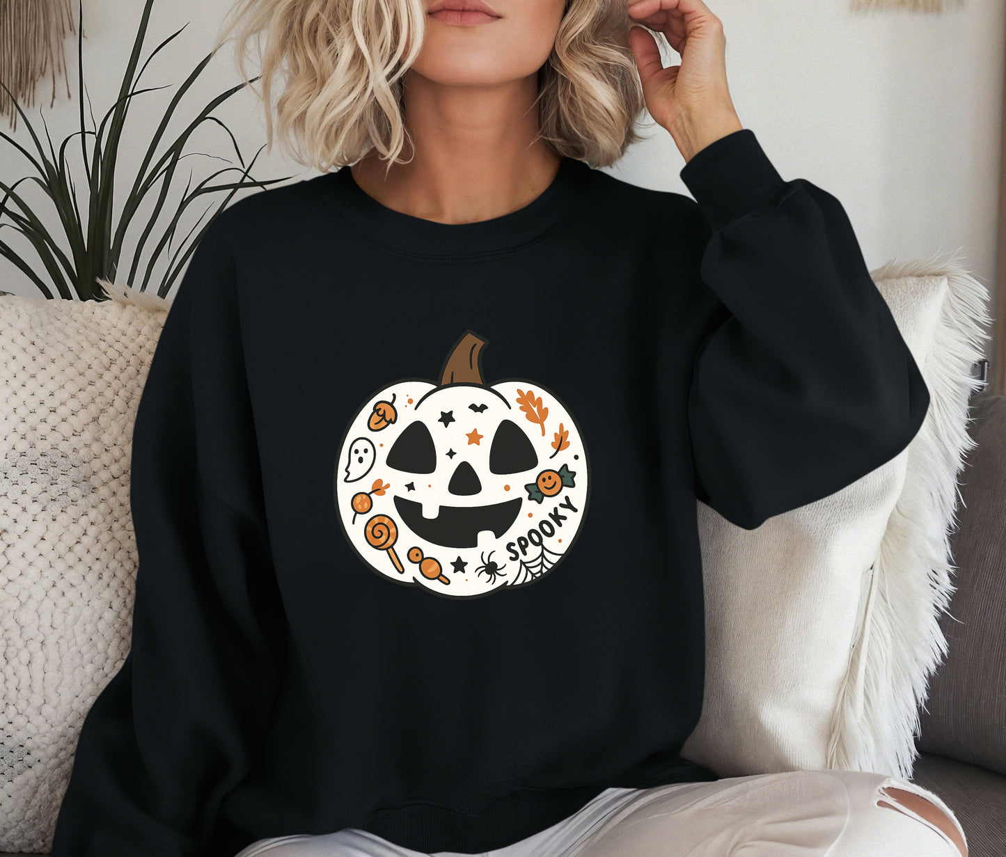 Spooky Halloween Sweatshirt, Halloween Sweatshirt, Halloween Gift, Lover Sweatshirt, Matching Mom And Daughter Sweatshirt (Copy)