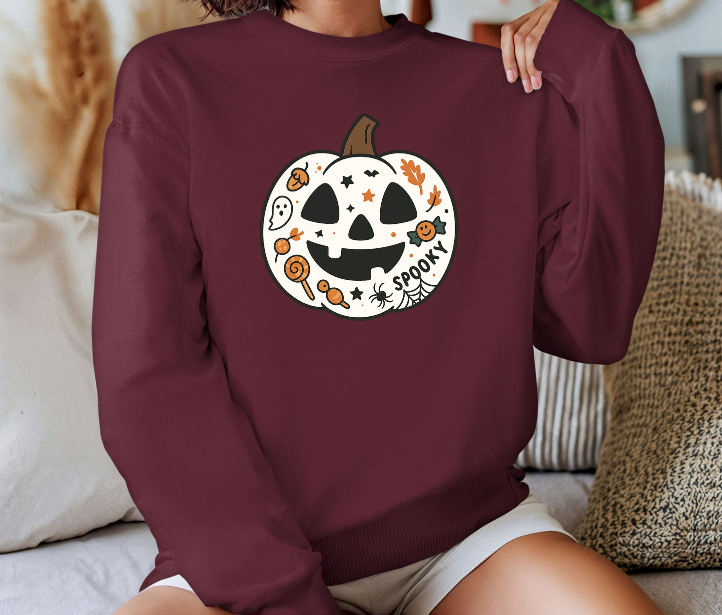 Spooky Halloween Sweatshirt, Halloween Sweatshirt, Halloween Gift, Lover Sweatshirt, Matching Mom And Daughter Sweatshirt (Copy)