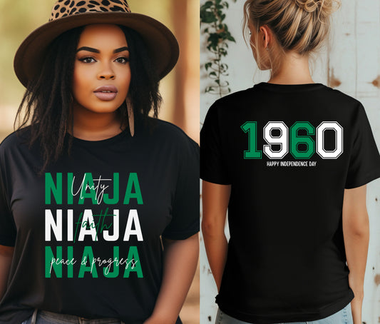 Nigerian Independece Day Shirt , Naija to the World T-Shirt, Nigerian Pride Shirt | African Heritage Tee | Green White Green Nigeria Flag Shirt | Unisex Naija Culture Tee