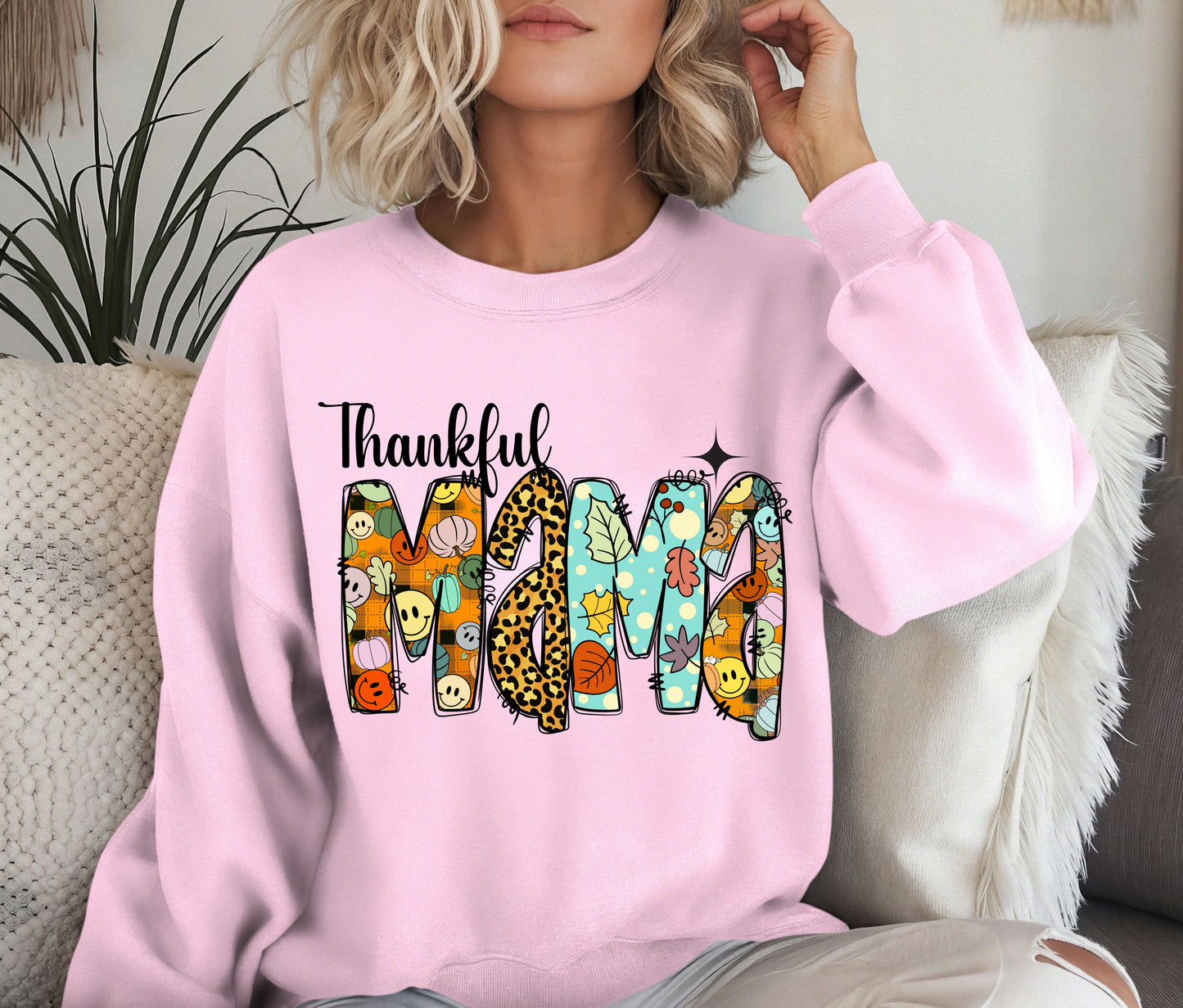 Thankful Mama Sweatshirt, Fall Sweatshirt,Autumn Halloween Sweatshirt, Custom Gift, Autumn Sweater