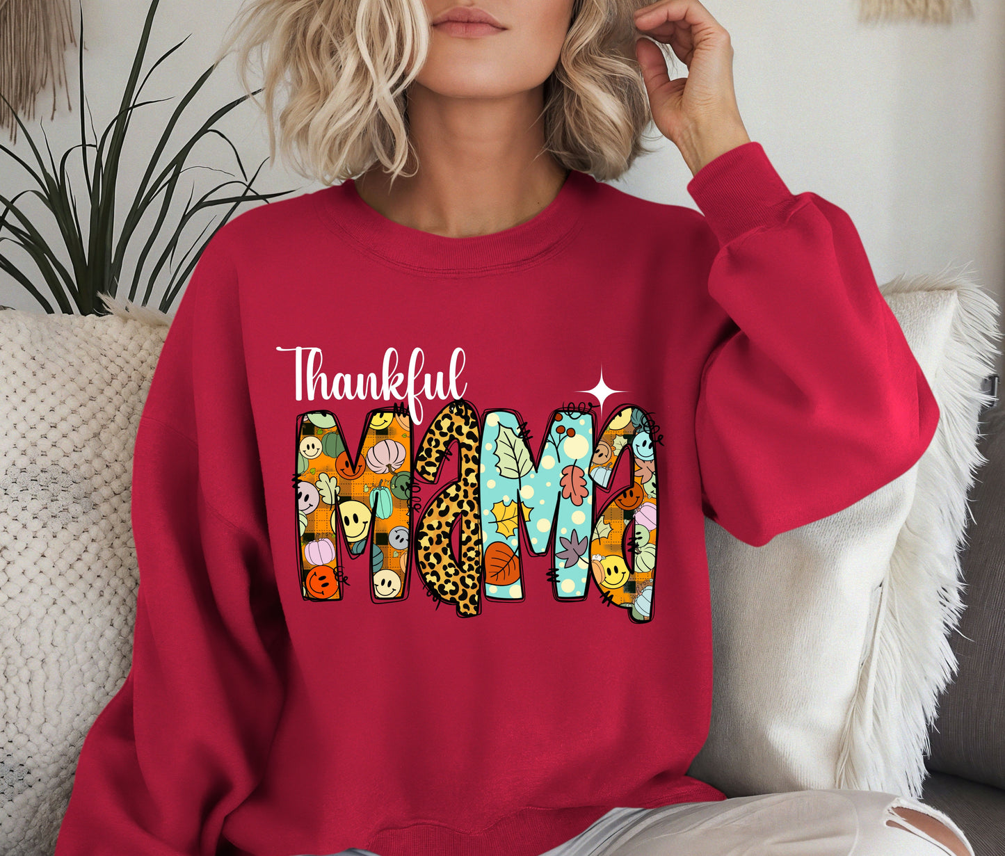 Thankful Mama Sweatshirt, Fall Sweatshirt,Autumn Halloween Sweatshirt, Custom Gift, Autumn Sweater