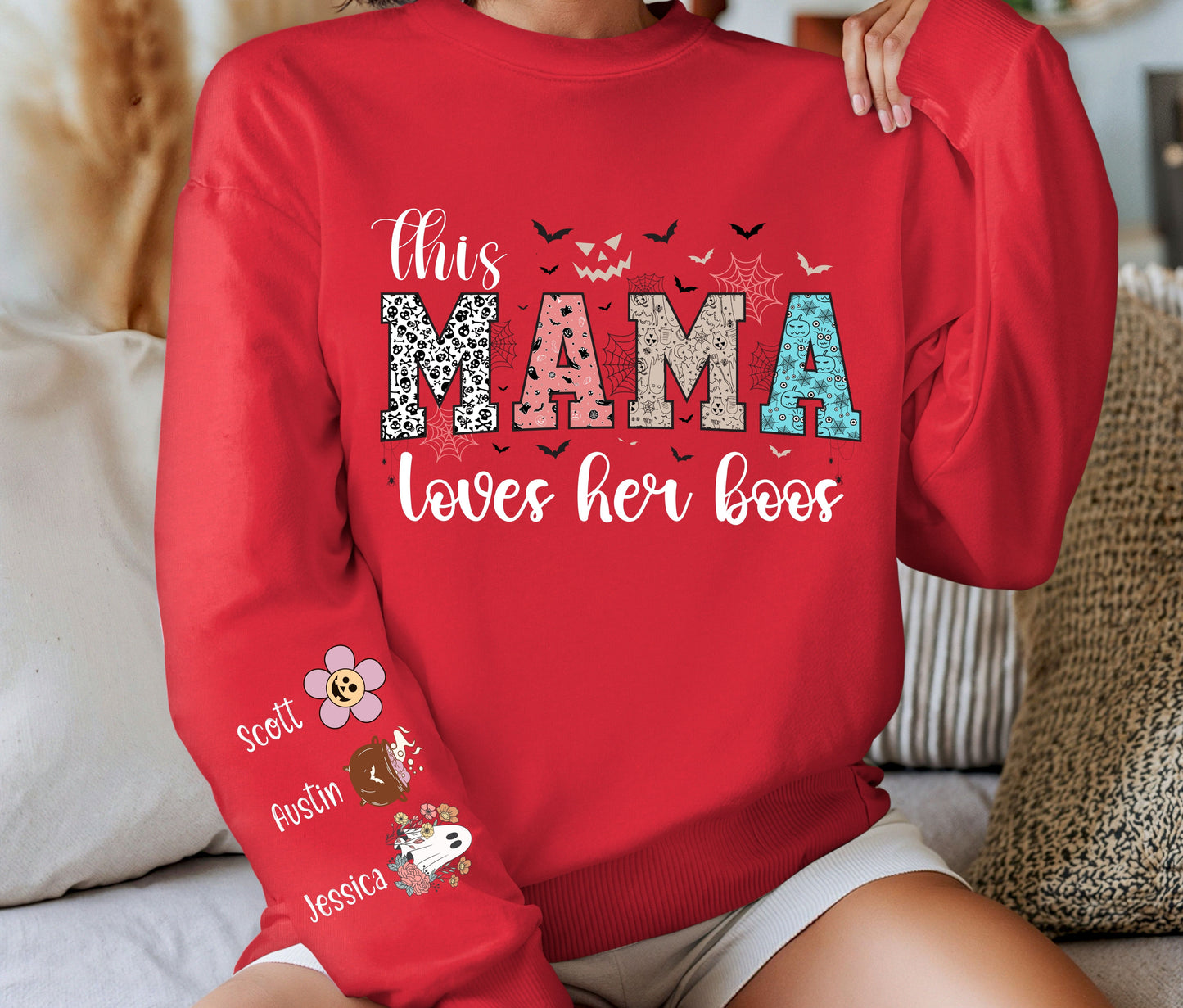 This Mama Loves Her Boos – Personalized Halloween Sweatshirt for Moms 🎃👻