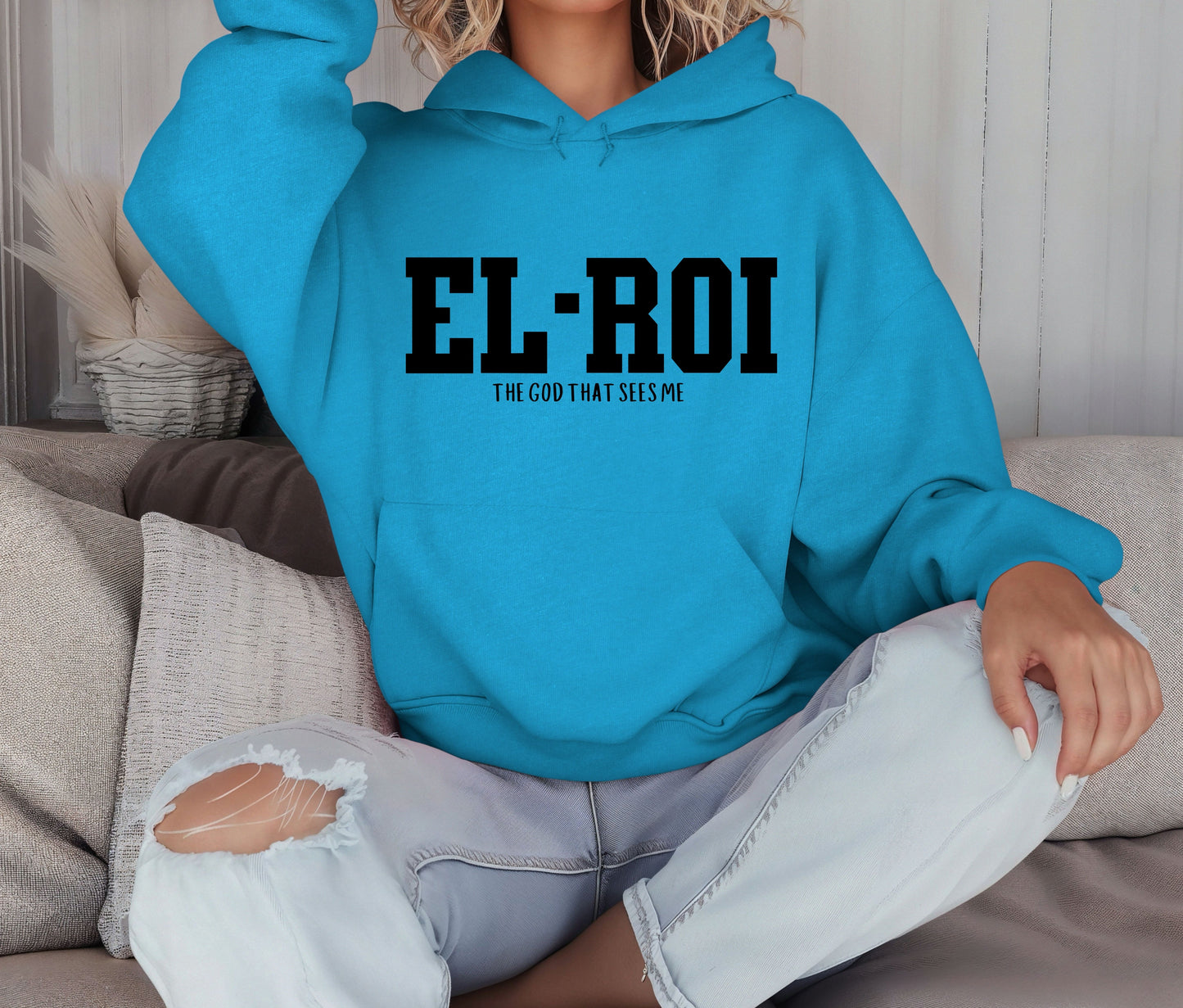 EL-ROI Hoodie – The God That Sees Me | Personalized Christian Hoodie | Faith-Based Custom Sweatshirt for Women & Men | Bible Verse Apparel