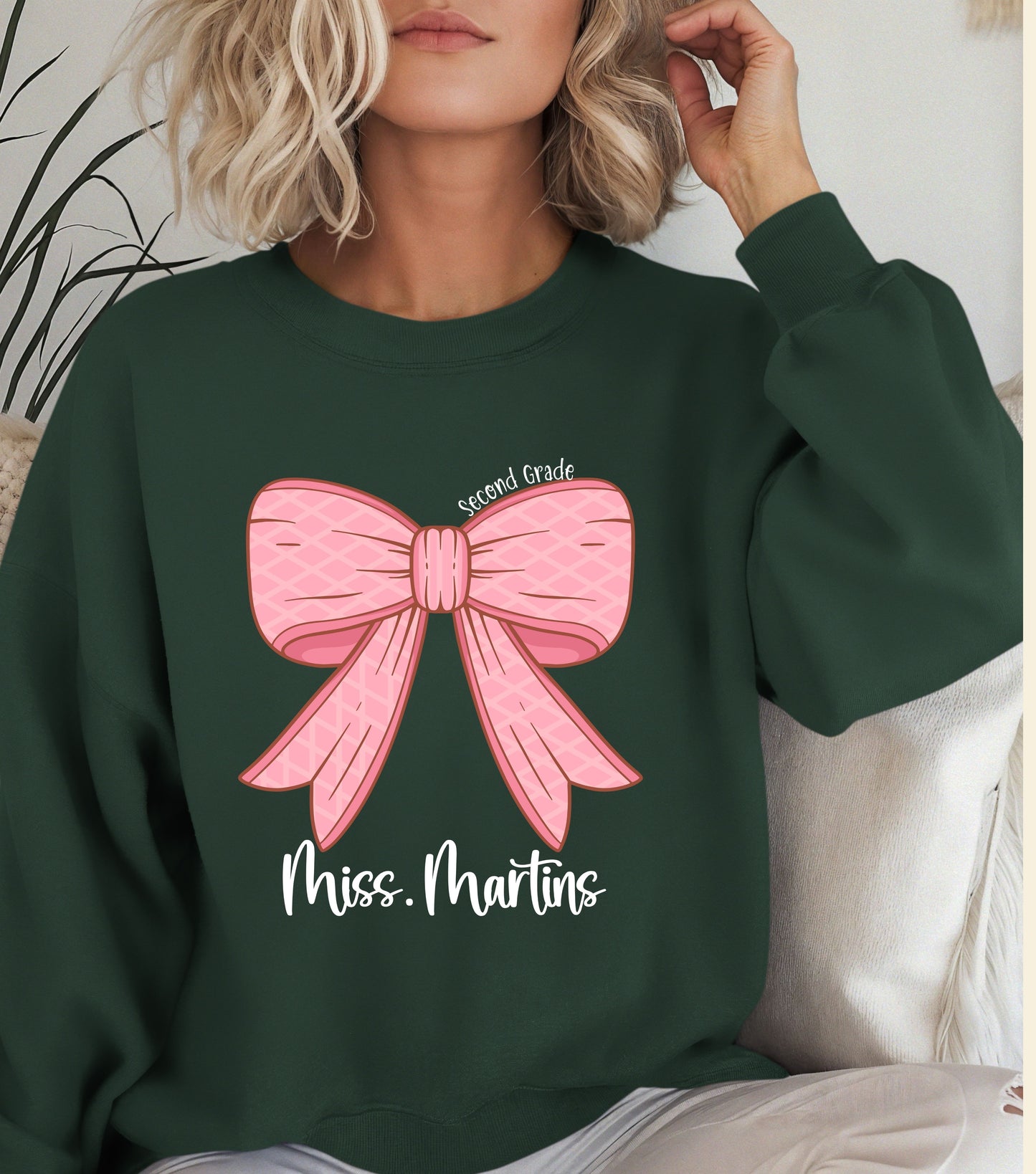 Custom Bow Sweatshirt for Teachers, Elementary Teacher Appreciation, Cute Elementary Teacher Appreciation Gift, Teachers Sweatshirt