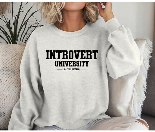 ๐ด Introvert University Sweatshirt | Funny Cozy Cat Crewneck | Anti-Social Club Hoodie | Lazy Day Gift for Her or Him