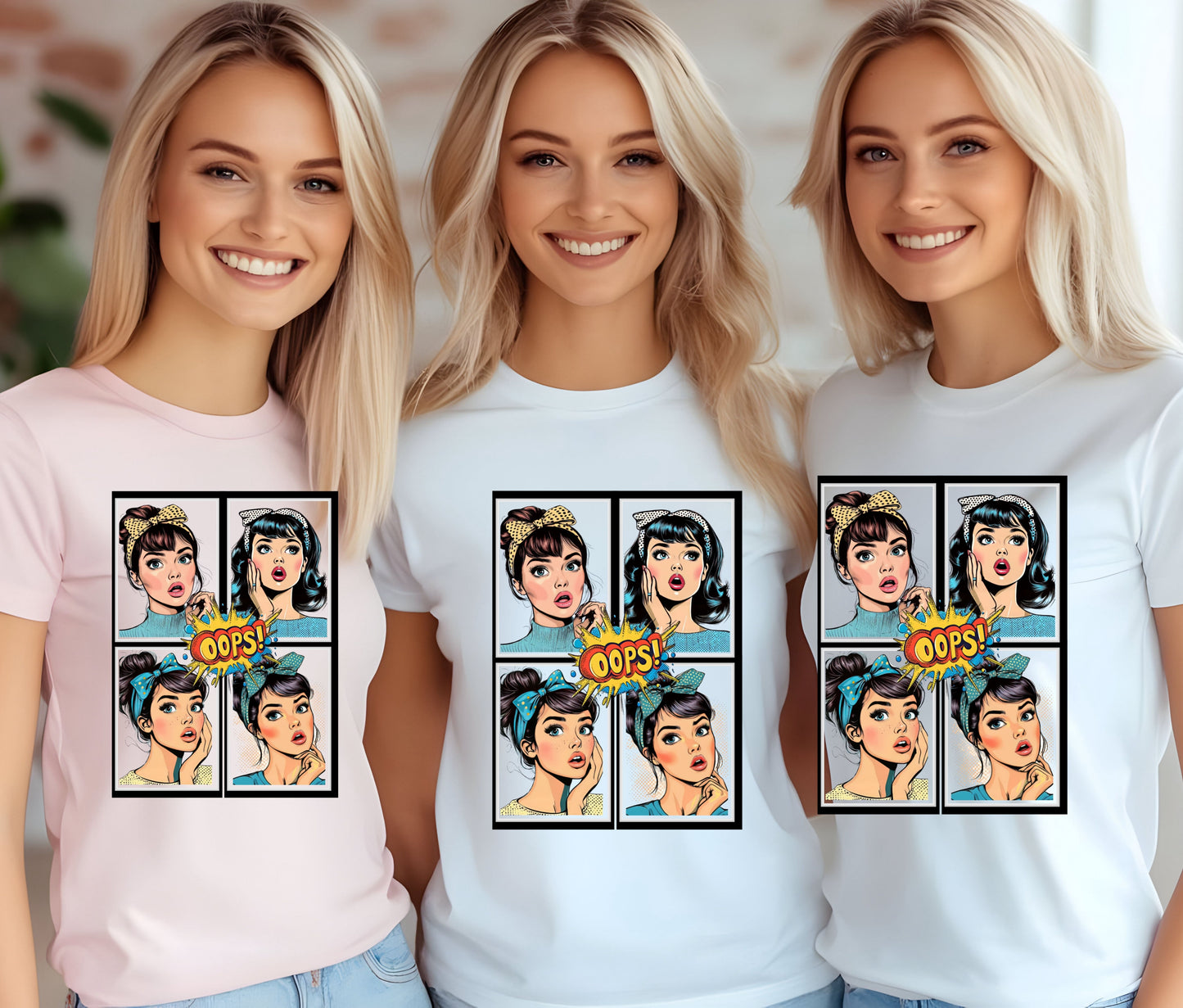 Oops Comic Pop Art T-Shirt, Funny Retro Girl Shirt, Vintage Comic Graphic Tee, Pop Culture Fashion Top, Trendy Statement Shirt for Women, Cool Cartoon Style Gift