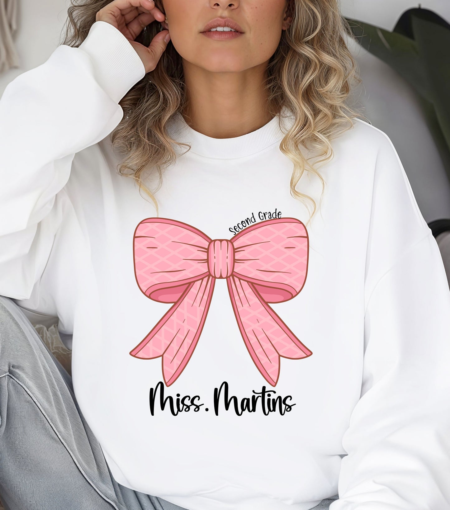 Custom Bow Sweatshirt for Teachers, Elementary Teacher Appreciation, Cute Elementary Teacher Appreciation Gift, Teachers Sweatshirt