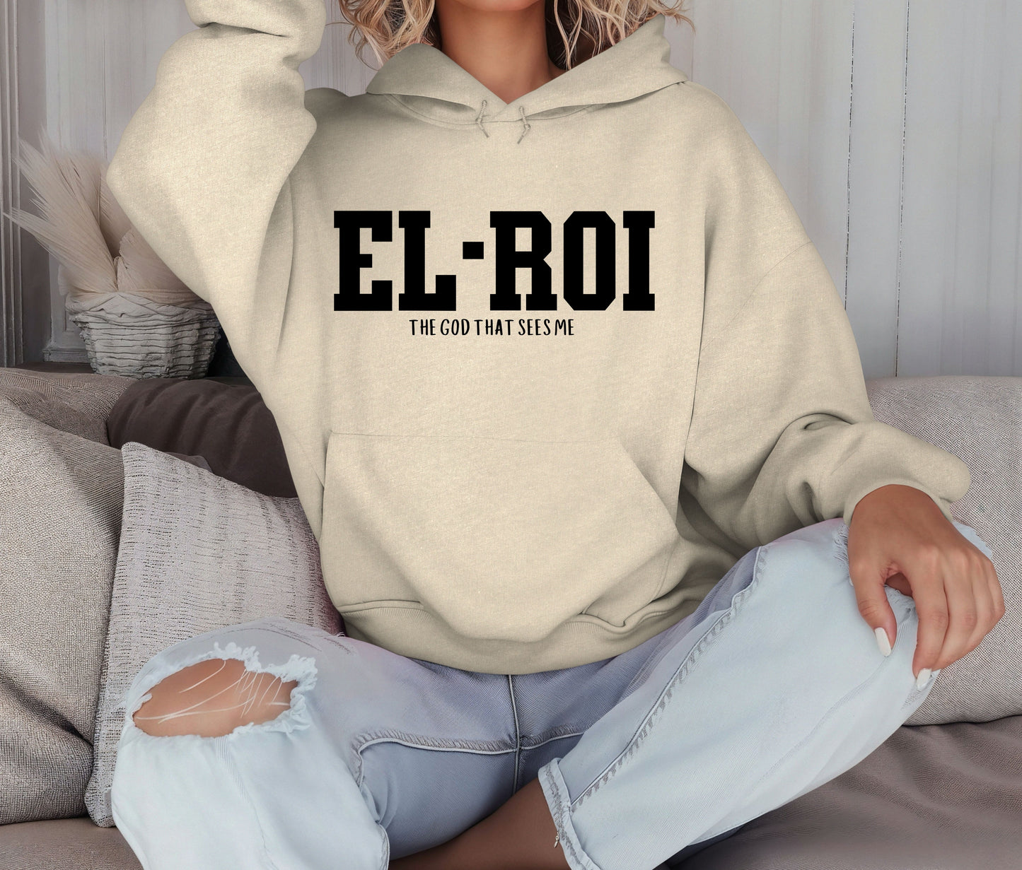 EL-ROI Hoodie – The God That Sees Me | Personalized Christian Hoodie | Faith-Based Custom Sweatshirt for Women & Men | Bible Verse Apparel