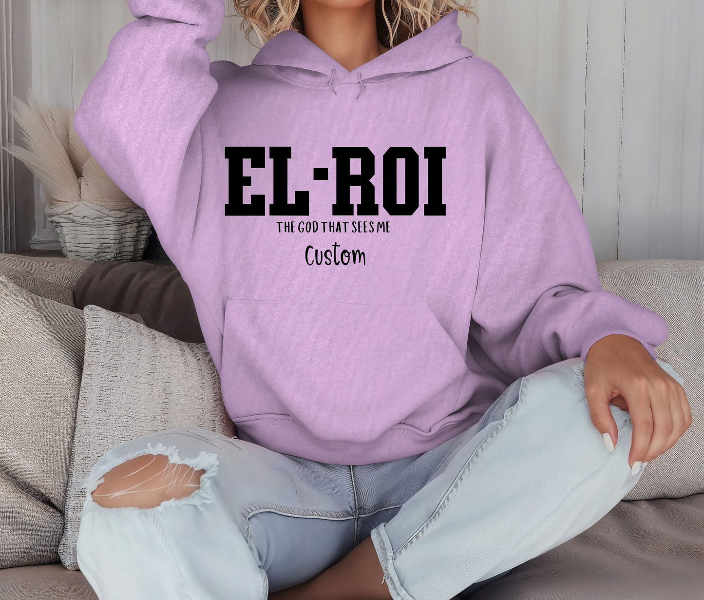 EL-ROI Hoodie – The God That Sees Me | Personalized Christian Hoodie | Faith-Based Custom Sweatshirt for Women & Men | Bible Verse Apparel