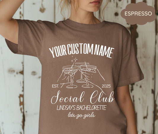 Custom Bachelorette Party Shirts, Last Toast on the Coast, Custom Bachelorette Shirts, Personalized Luxury Bachelorette, Social Club Bach
