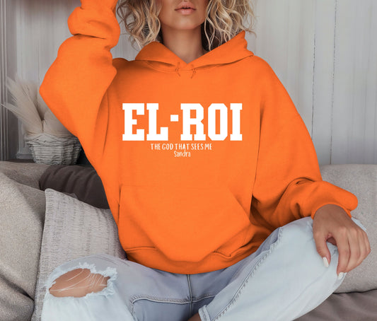 EL-ROI Hoodie – The God That Sees Me | Personalized Christian Hoodie | Faith-Based Custom Sweatshirt for Women & Men | Bible Verse Apparel