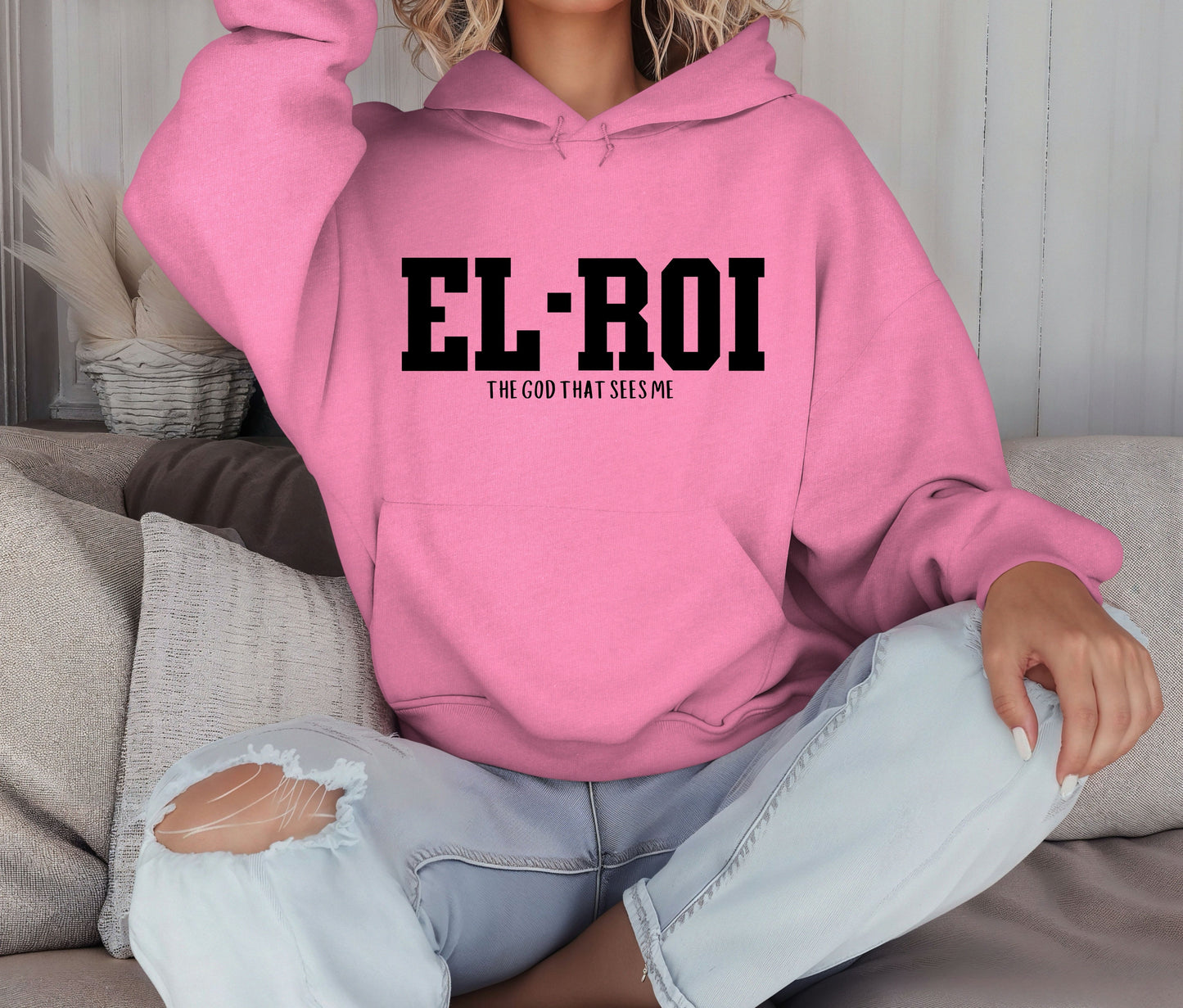 EL-ROI Hoodie – The God That Sees Me | Personalized Christian Hoodie | Faith-Based Custom Sweatshirt for Women & Men | Bible Verse Apparel