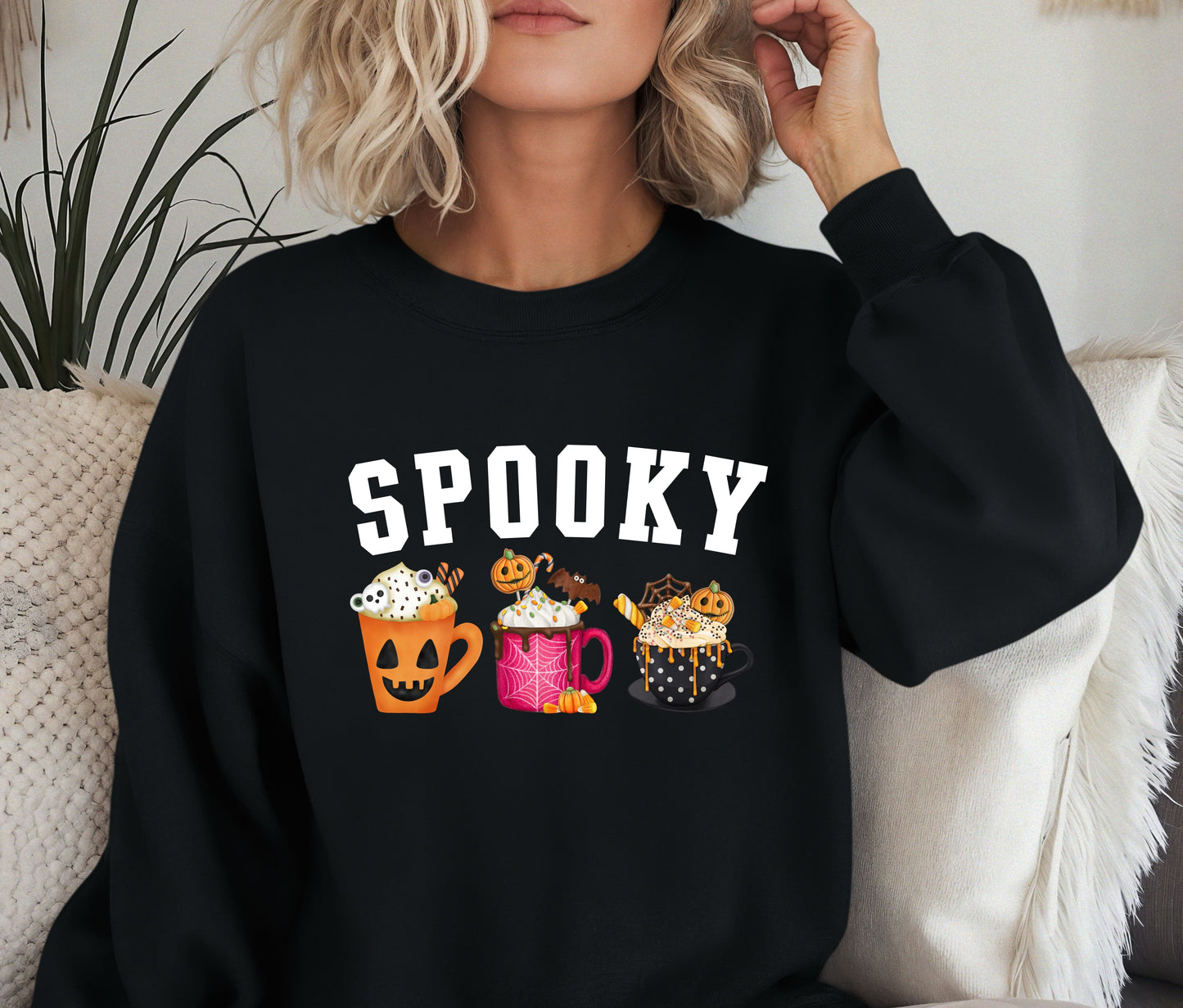 Sppoky Halloween Sweatshirt, Halloween Sweatshirt, Halloween Gift, Coffee Lover Sweatshirt