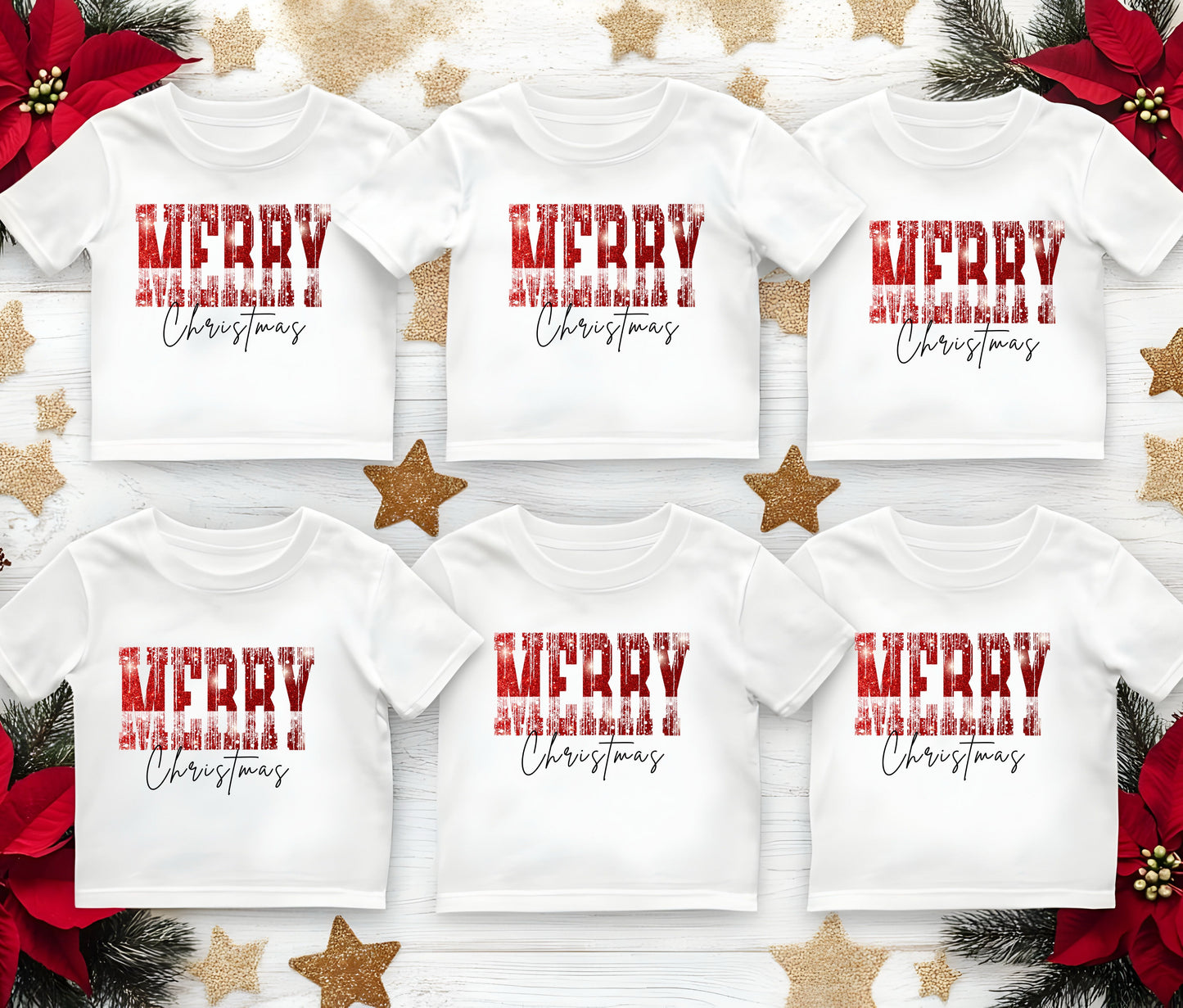 🎄Merry Christmas With Glitter Tshirt, Christmas Shirts for Family | Matching Holiday Shirts | Personalized Family Christmas Outfits