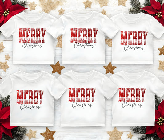 ๐Merry Christmas With Glitter Tshirt, Christmas Shirts for Family | Matching Holiday Shirts | Personalized Family Christmas Outfits
