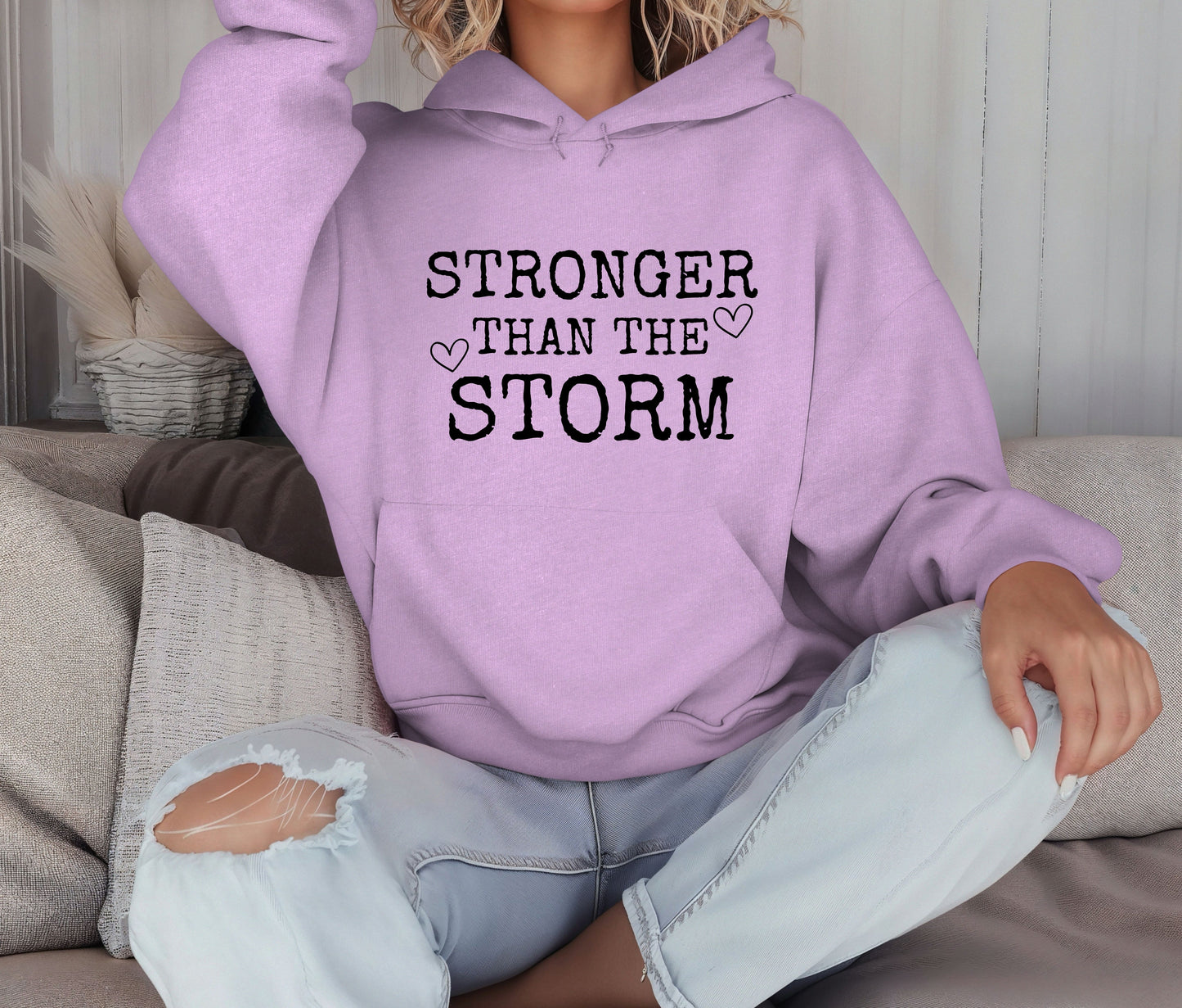 Stronger Than the Storm Hoodie – Inspirational Unisex Sweatshirt, Faith-Based Positive Quote Hoodie, Mental Health Awareness Gift, Christian Encouragement Apparel