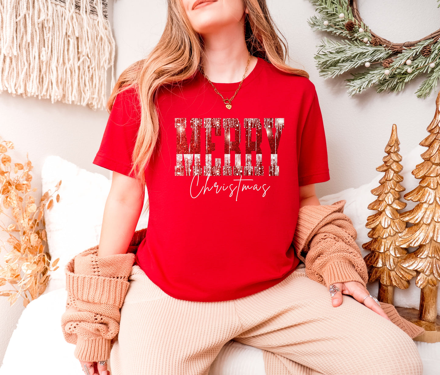 🎄Merry Christmas With Glitter Tshirt, Christmas Shirts for Family | Matching Holiday Shirts | Personalized Family Christmas Outfits