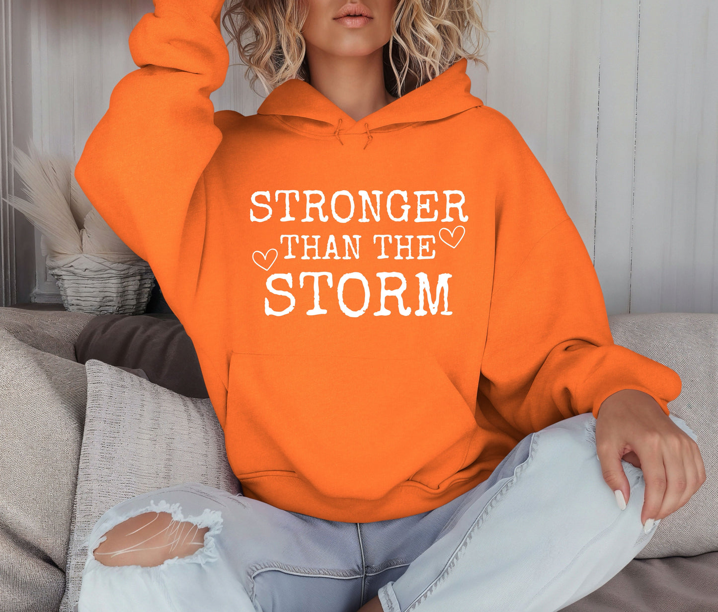 Stronger Than the Storm Hoodie – Inspirational Unisex Sweatshirt, Faith-Based Positive Quote Hoodie, Mental Health Awareness Gift, Christian Encouragement Apparel