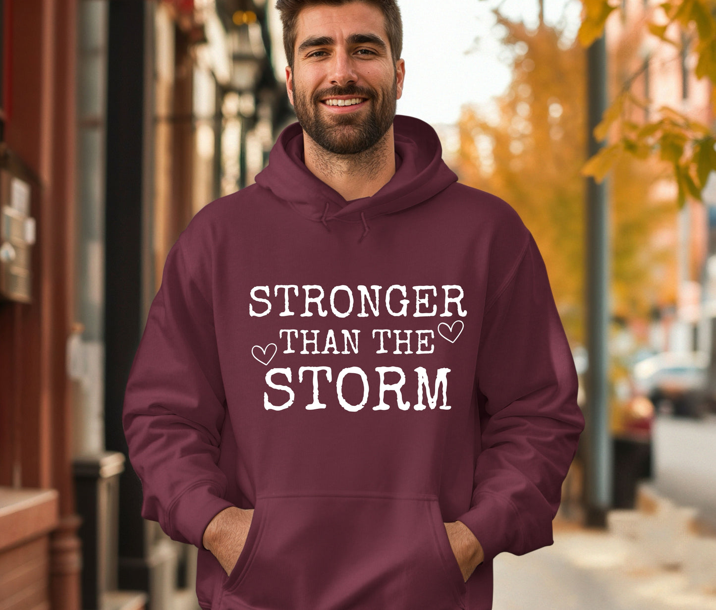 Stronger Than the Storm Hoodie – Inspirational Unisex Sweatshirt, Faith-Based Positive Quote Hoodie, Mental Health Awareness Gift, Christian Encouragement Apparel