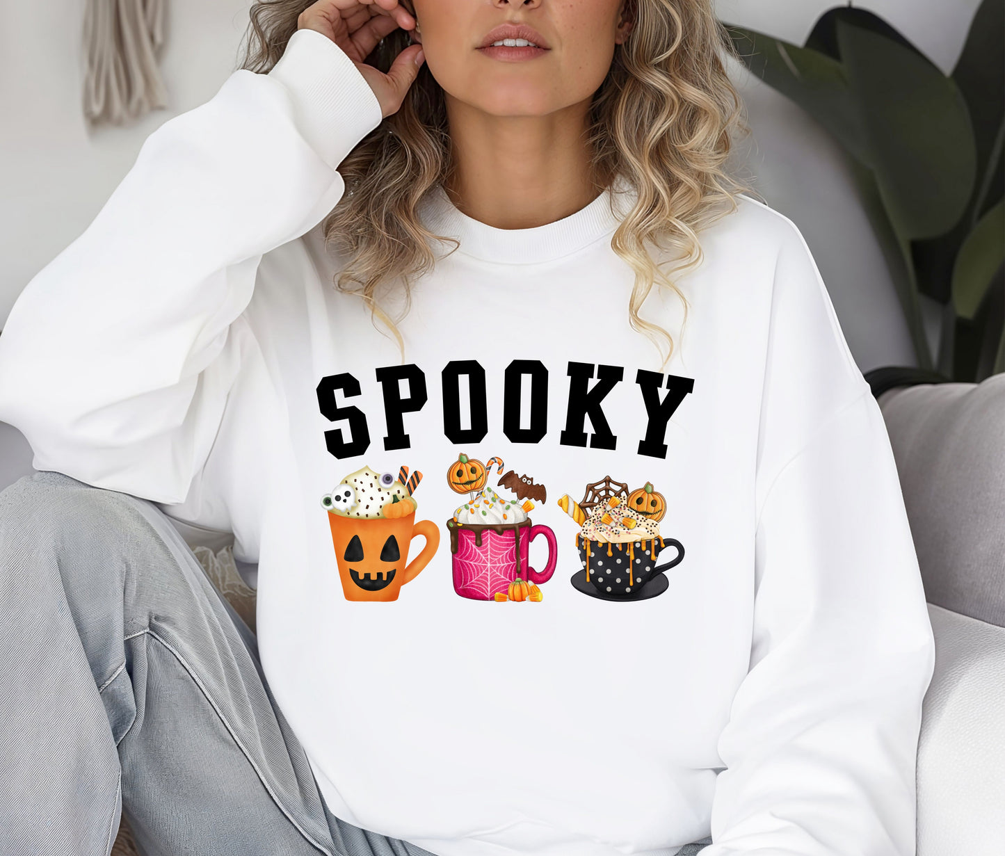Sppoky Halloween Sweatshirt, Halloween Sweatshirt, Halloween Gift, Coffee Lover Sweatshirt