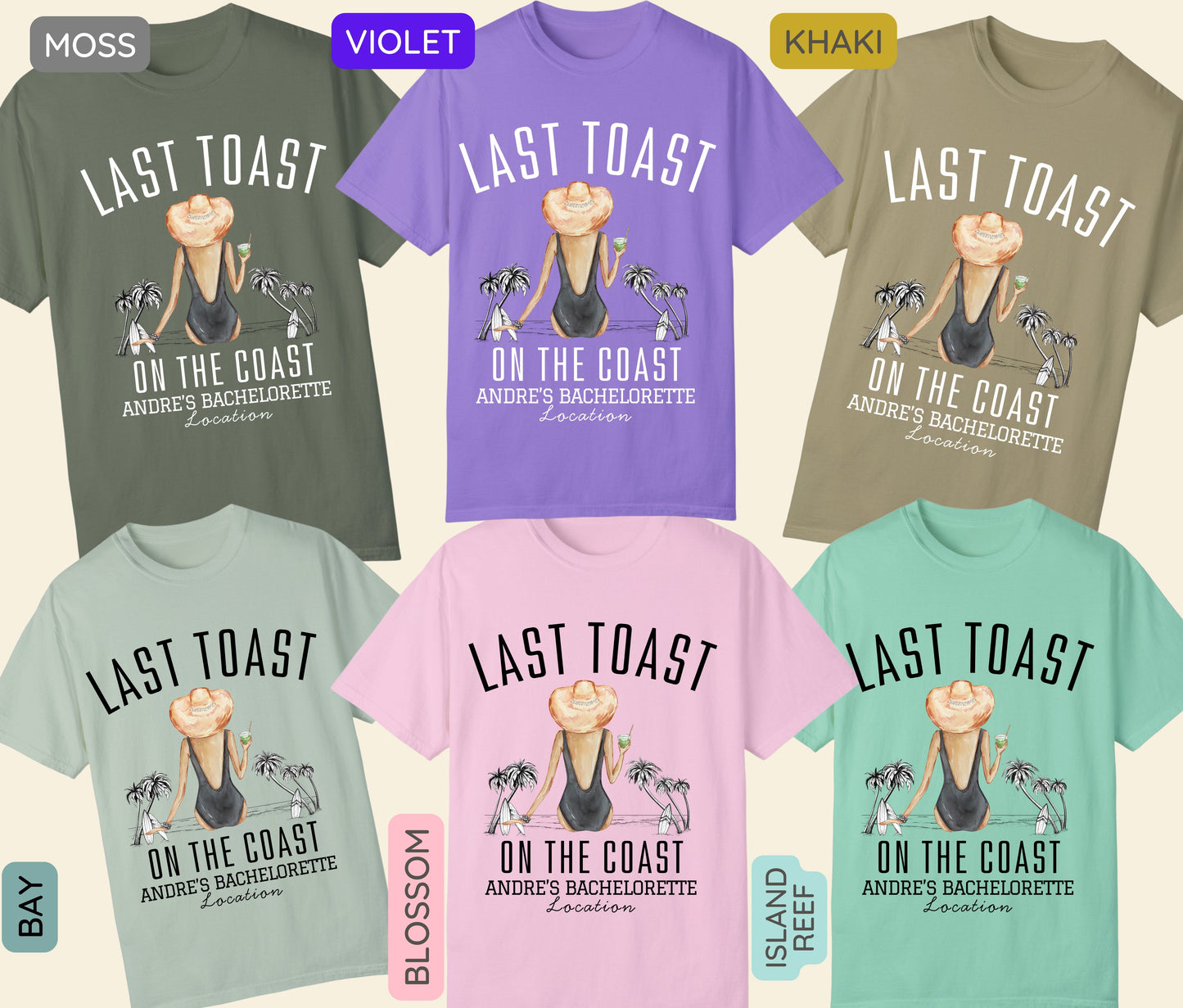 Custom Bachelorette Party Shirts, Last Toast on the Coast, Custom Bachelorette Shirts, Personalized Luxury Bachelorette, Social Club Bach