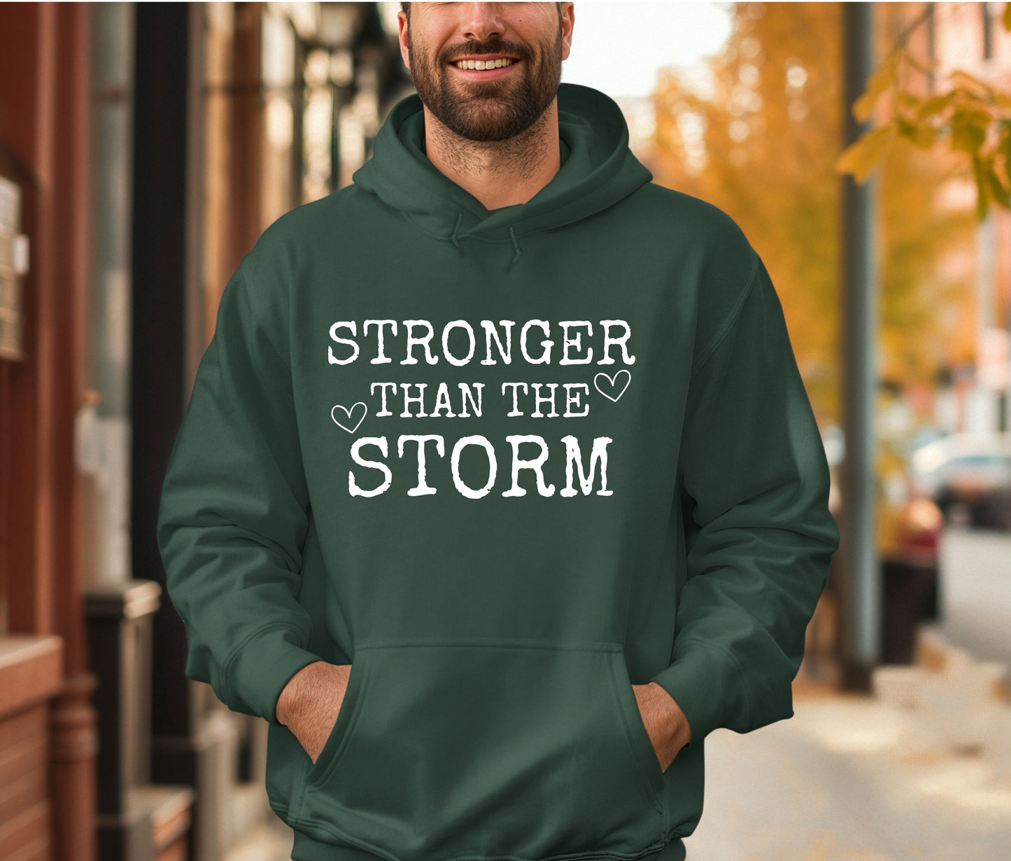Stronger Than the Storm Hoodie – Inspirational Unisex Sweatshirt, Faith-Based Positive Quote Hoodie, Mental Health Awareness Gift, Christian Encouragement Apparel