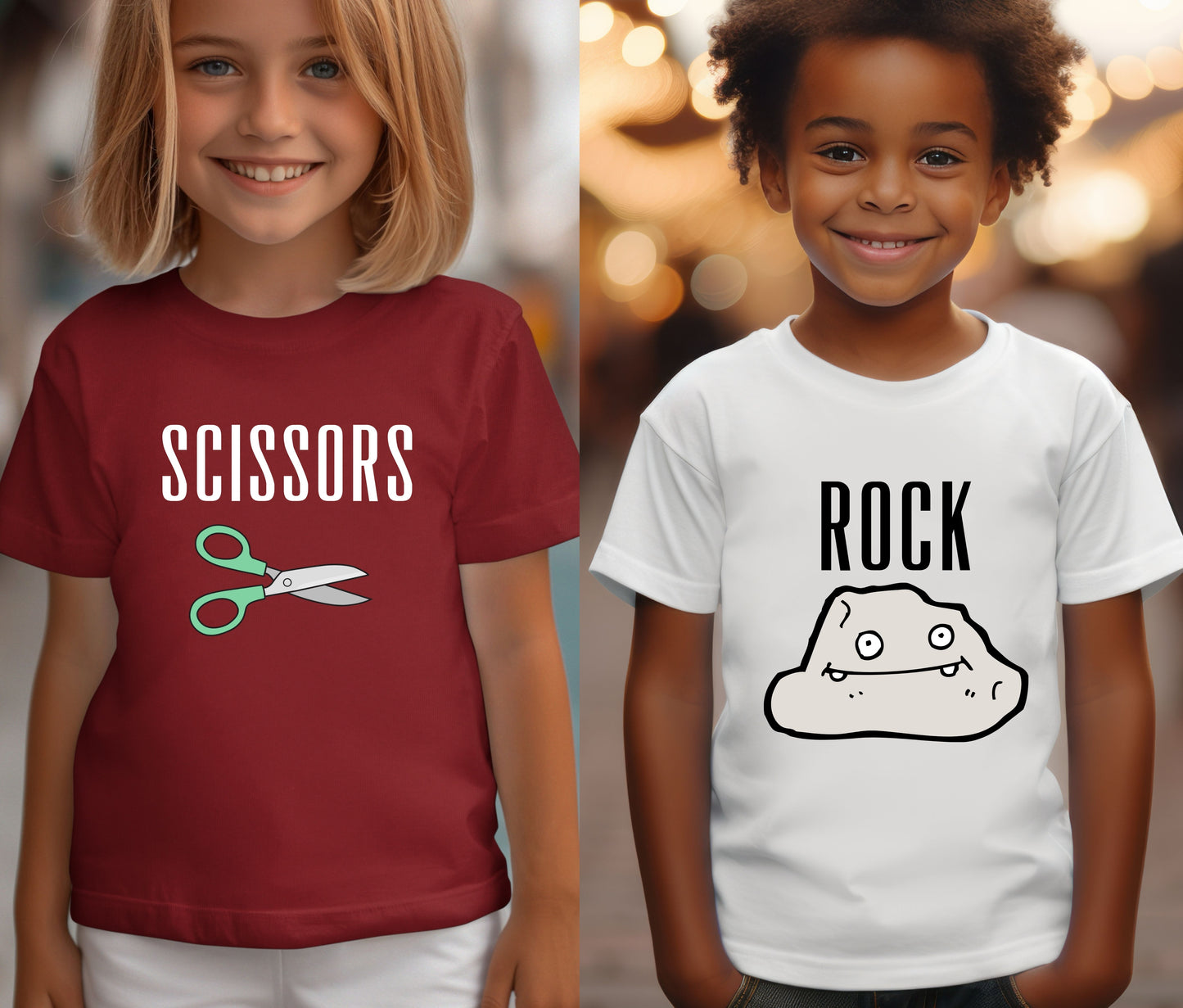 🎉 Rock, Paper, Scissors Matching Kids Shirts 🎉