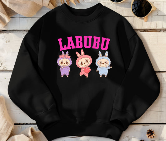 🧸 LABUBU Mom & Kids Matching Sweatshirt – Cute Cartoon Family Outfit