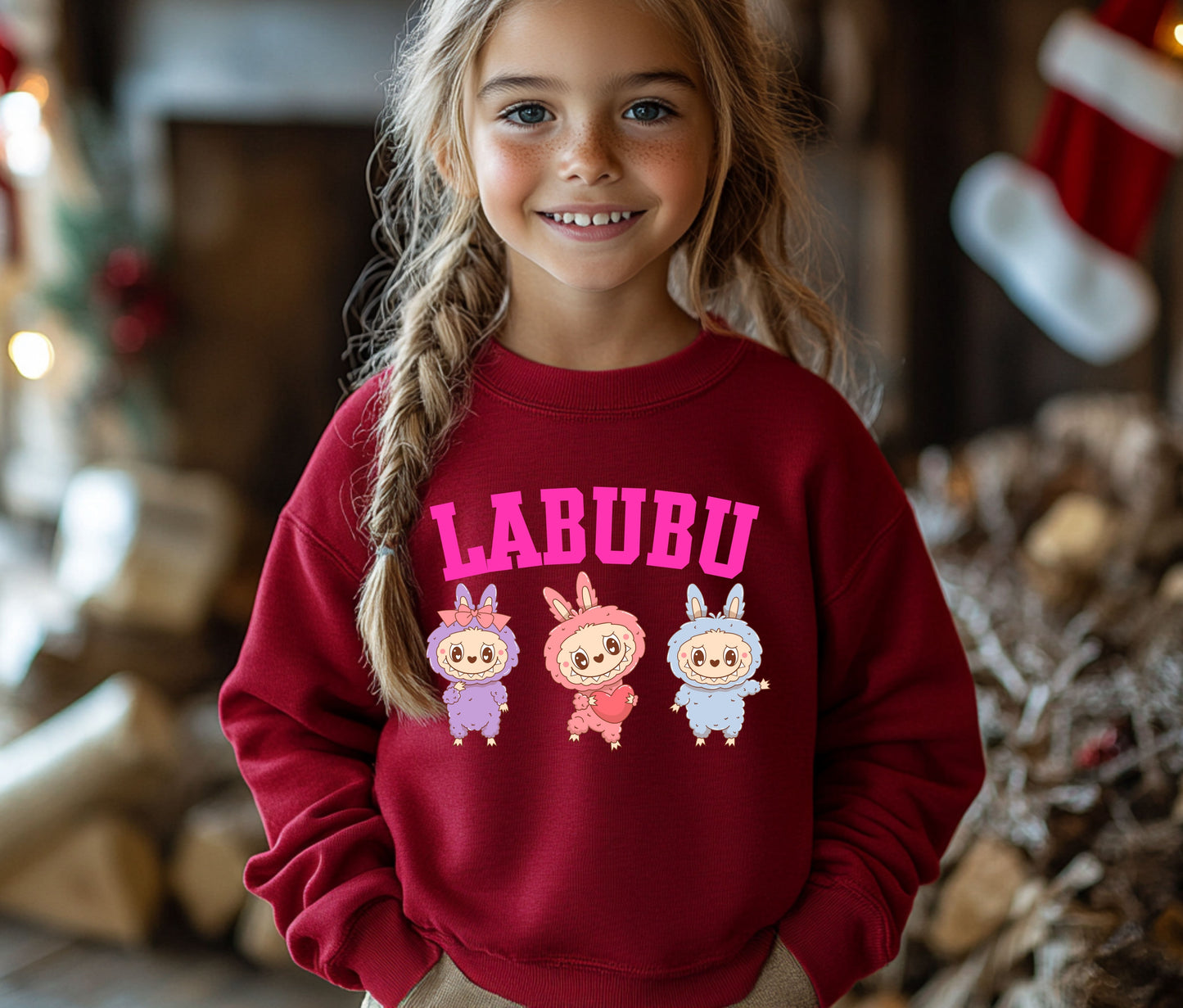 🧸 LABUBU Mom & Kids Matching Sweatshirt – Cute Cartoon Family Outfit