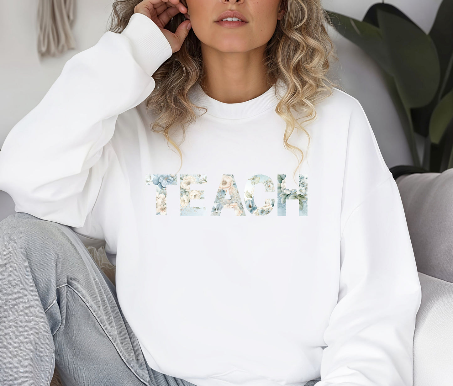 Custom TEACH Teacher Sweatshirt – Cozy Crewneck for Educators, Back to School Teacher Gift, Teacher Appreciation Shirt, Teacher Outfit Pullover