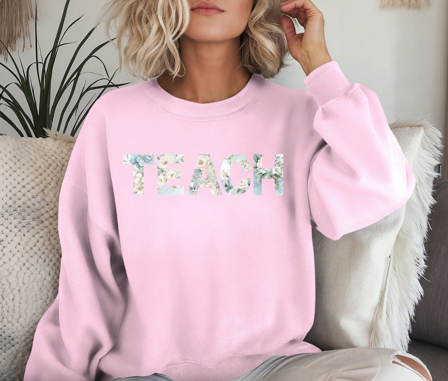 Custom TEACH Teacher Sweatshirt – Cozy Crewneck for Educators, Back to School Teacher Gift, Teacher Appreciation Shirt, Teacher Outfit Pullover
