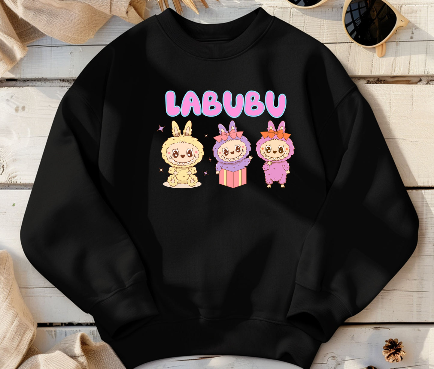 🧸 LABUBU Mom & Kids Matching Sweatshirt – Cute Cartoon Family Outfit
