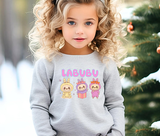 🧸 LABUBU Mom & Kids Matching Sweatshirt – Cute Cartoon Family Outfit