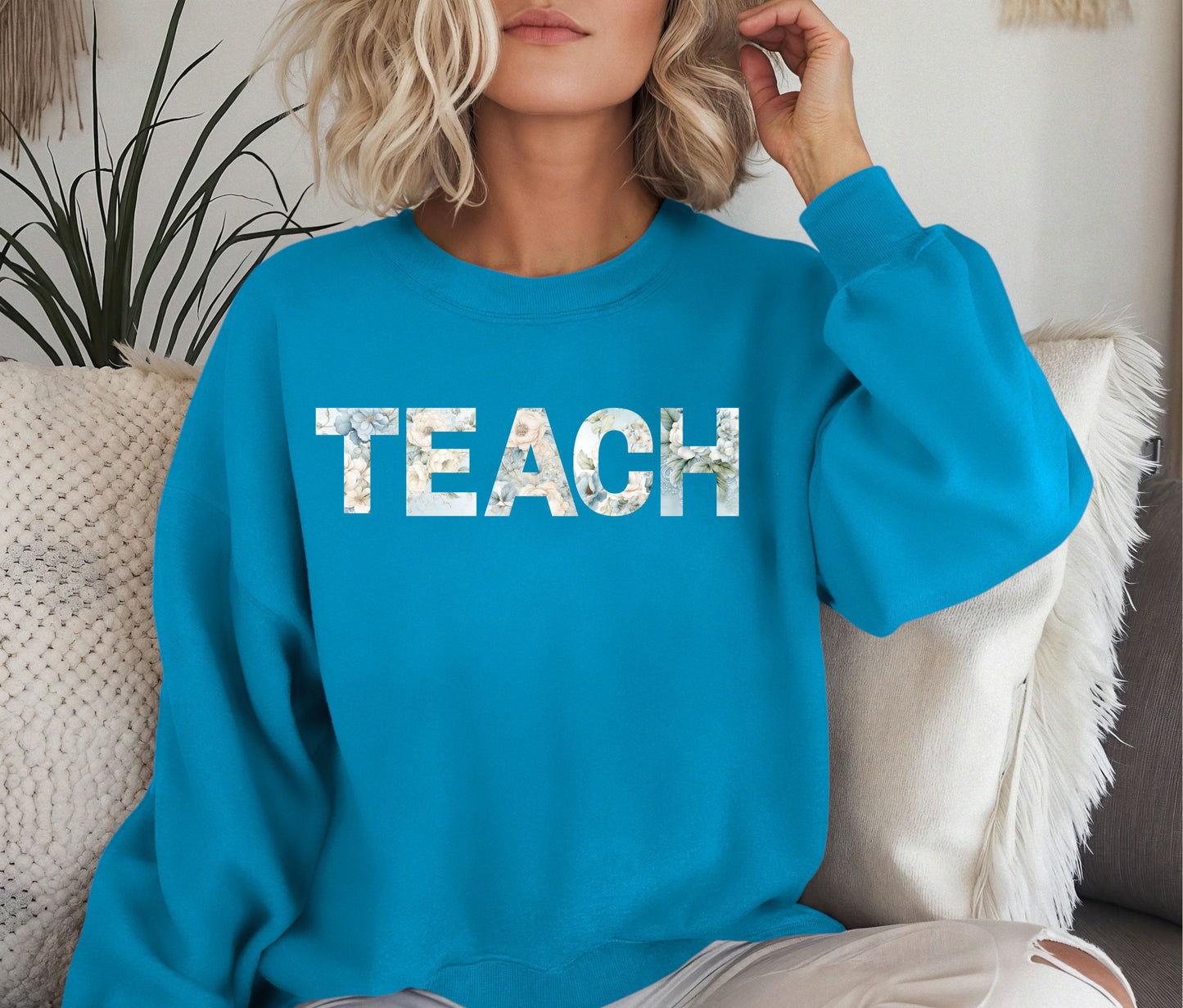 Custom TEACH Teacher Sweatshirt – Cozy Crewneck for Educators, Back to School Teacher Gift, Teacher Appreciation Shirt, Teacher Outfit Pullover