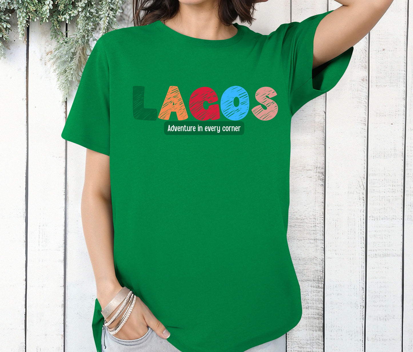 Lagos Shirt , Naija to the World T-Shirt, Nigerian Pride Shirt | African Heritage Tee | Green White Green Nigeria Flag Shirt | Unisex Naija Culture Tee