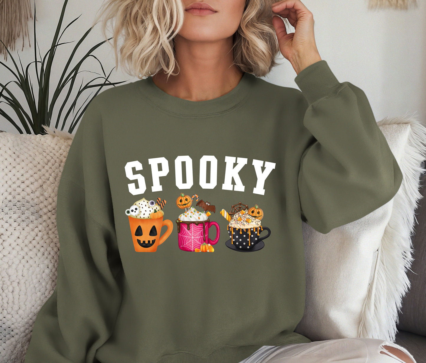 Sppoky Halloween Sweatshirt, Halloween Sweatshirt, Halloween Gift, Coffee Lover Sweatshirt